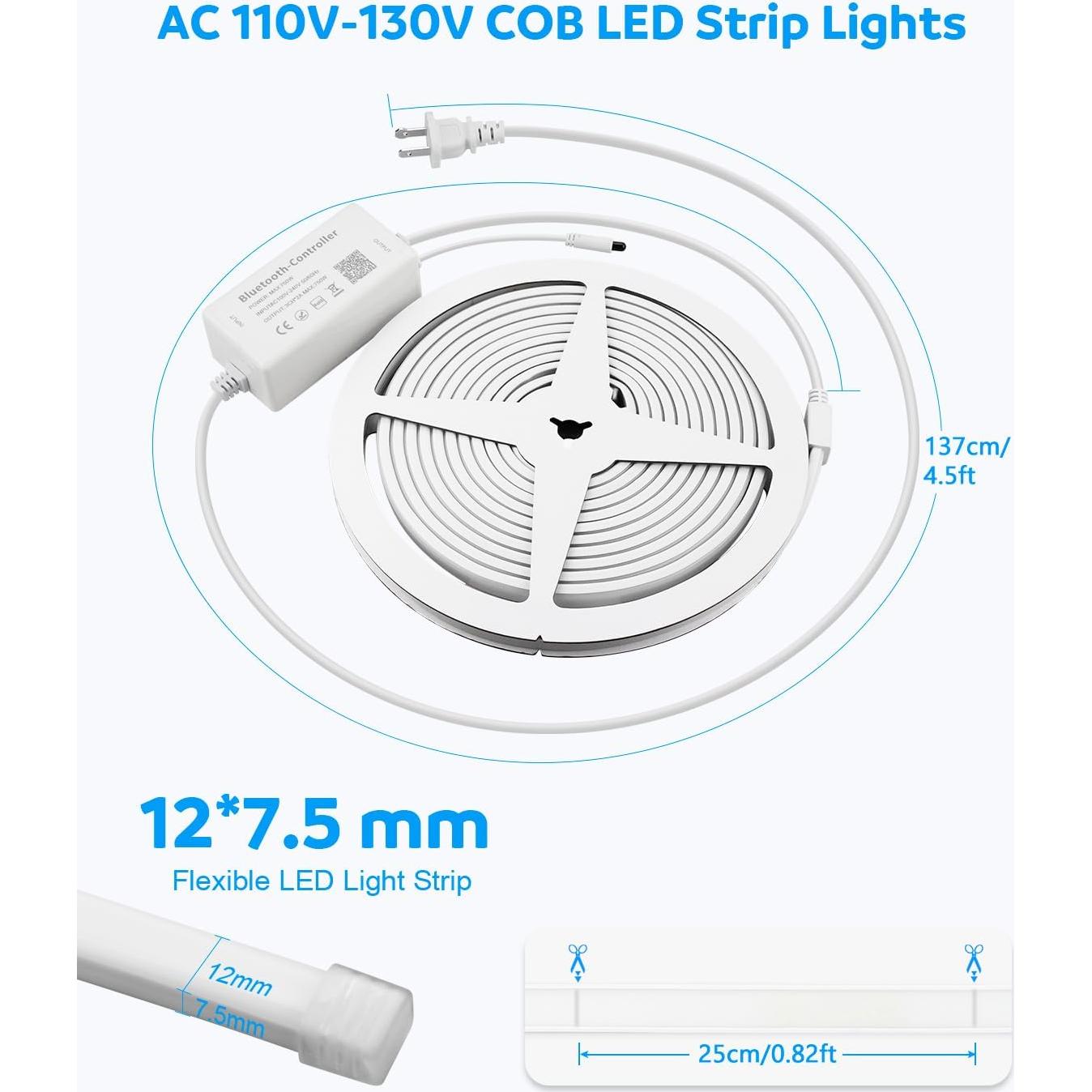 Tira LED COB RGB 6M Aclorol IP67 Control Remoto Música
