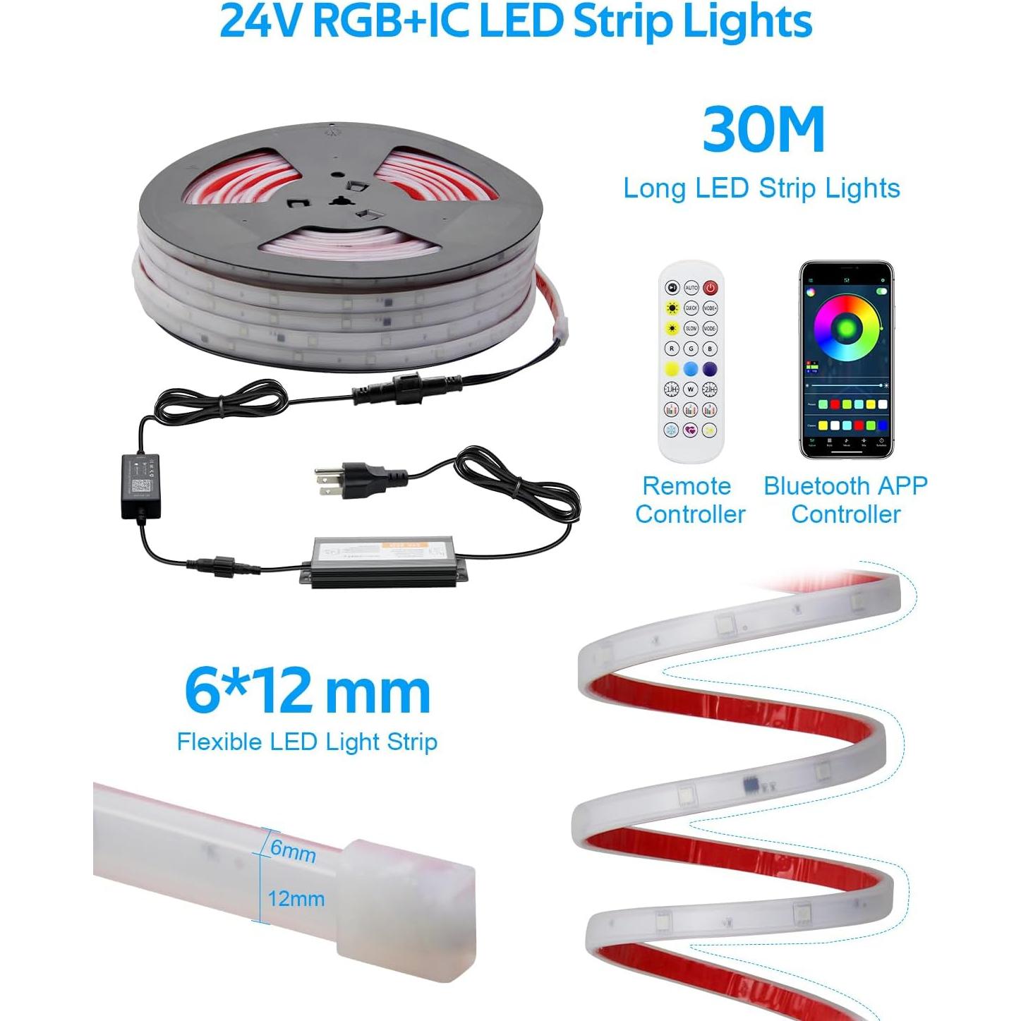 Tira LED RGB 30M Aclorol IP67 Impermeable Sincronización Musical