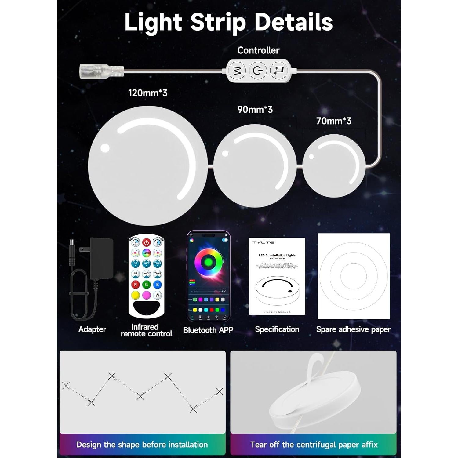 Luz de Pared Inteligente TYUTE T-1 RGB 10x17cm Control Remoto