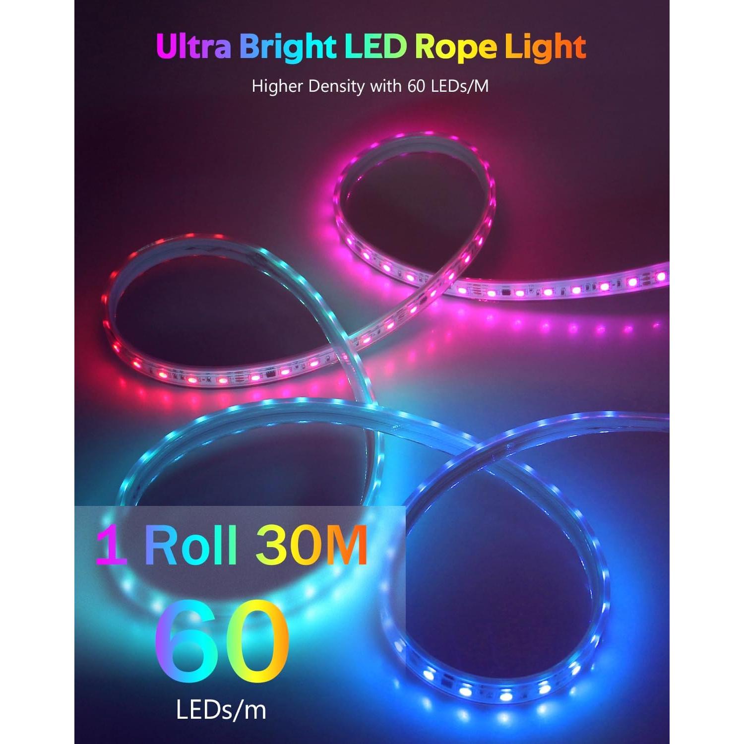 Tira de Luz LED Inteligente RGB 30M 1800 LEDs IP67 Control APP