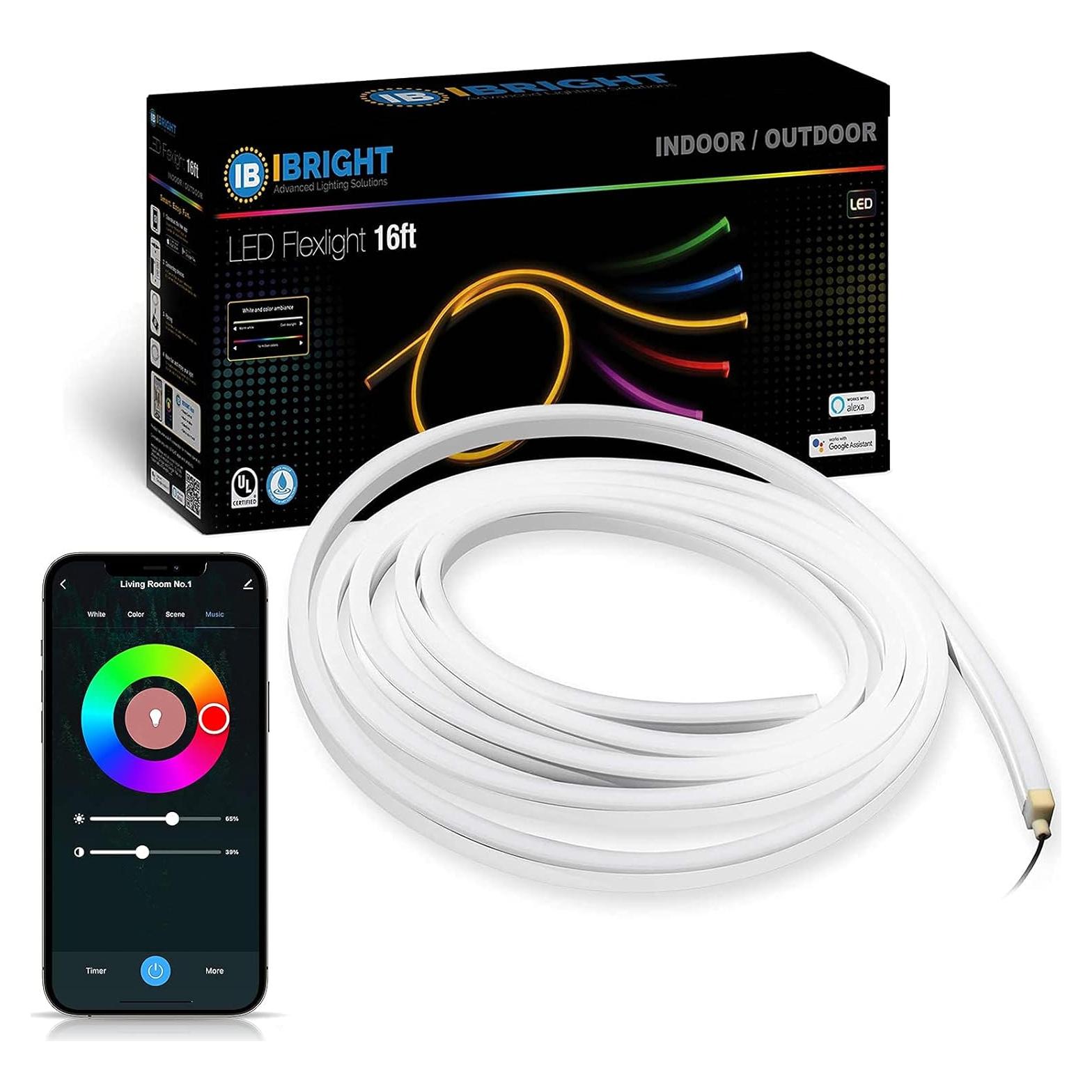 Tira LED Inteligente IBRIGHT 4.88m RGBW Wi-Fi IP66 Control Voz