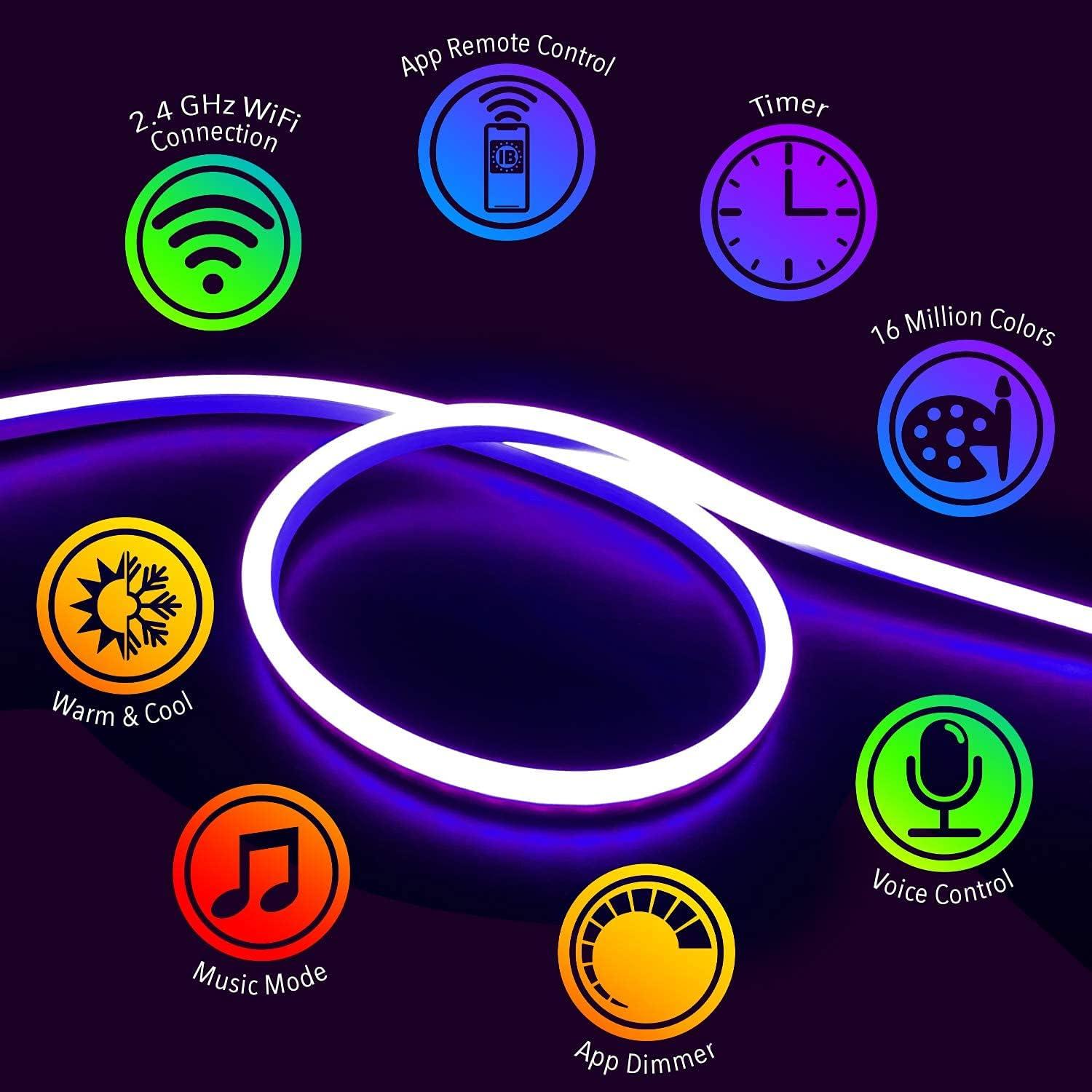 Tira LED Inteligente IBRIGHT 4.88m RGBW Wi-Fi IP66 Control Voz