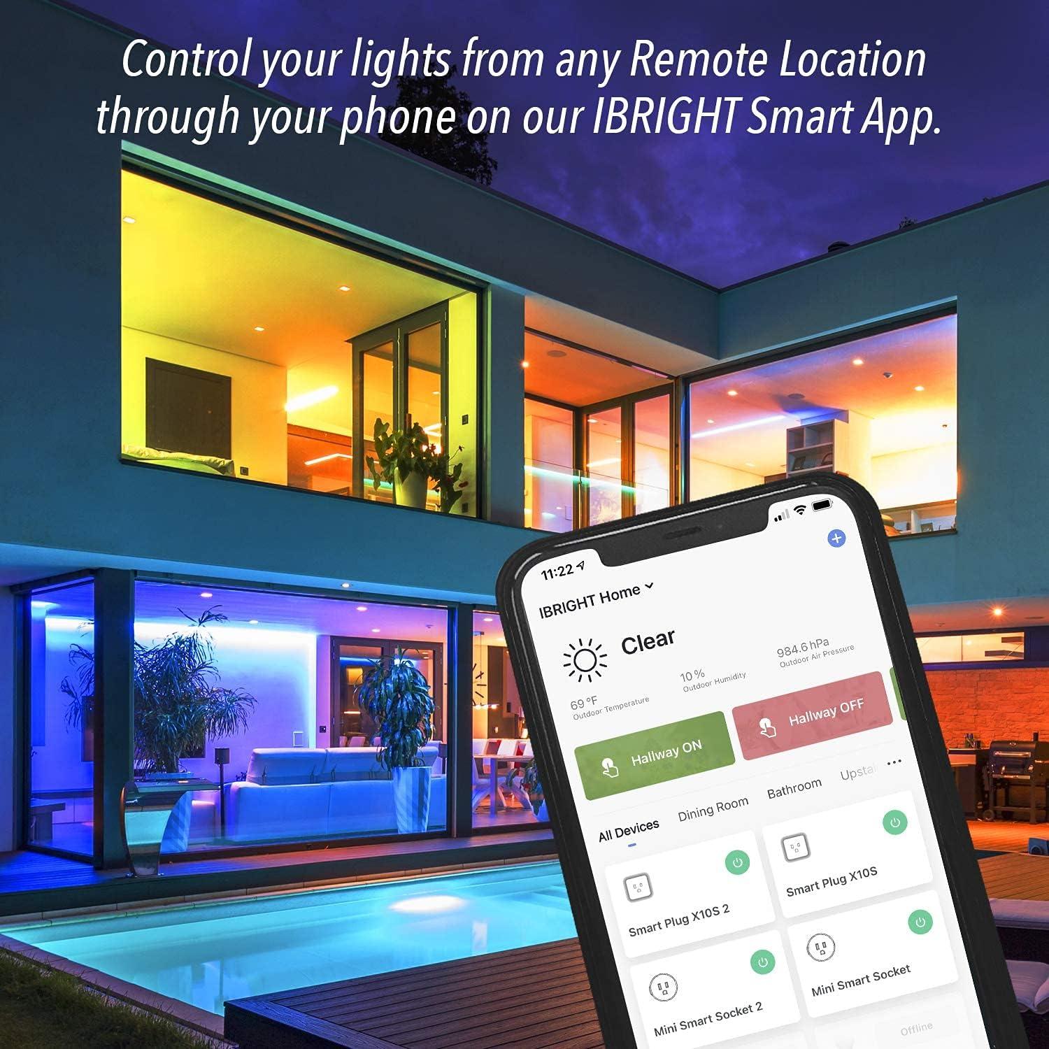 Tira LED Inteligente IBRIGHT 4.88m RGBW Wi-Fi IP66 Control Voz