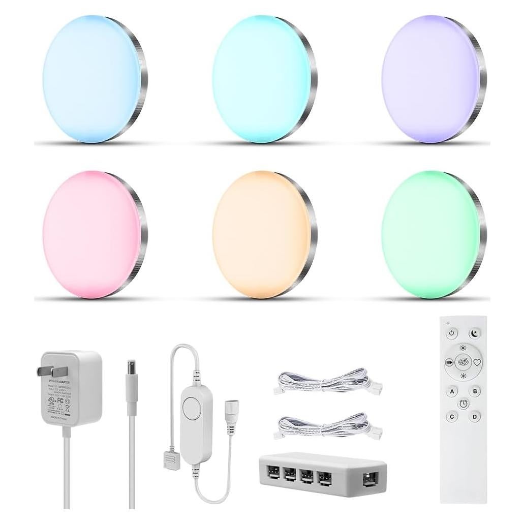 Paquete de 6 luces LED inteligentes YSRSAI RGB WiFi con control remoto