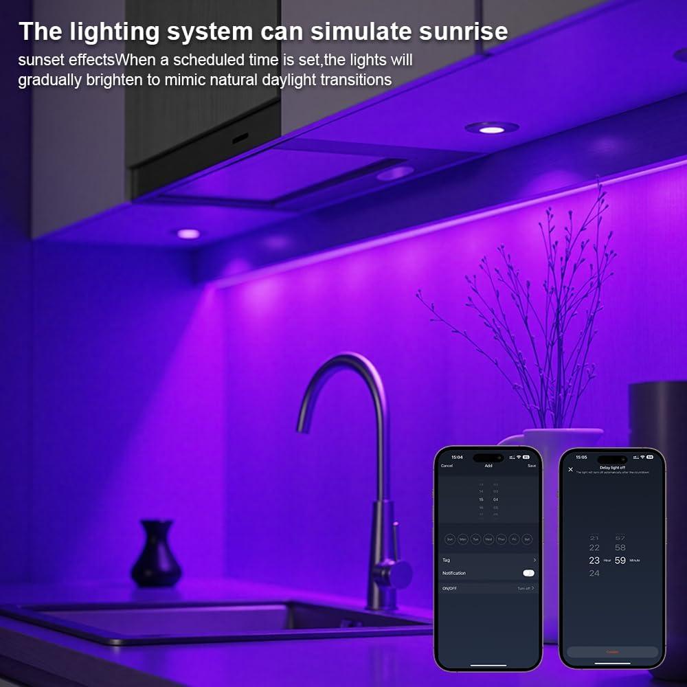 Paquete de 6 luces LED inteligentes YSRSAI RGB WiFi con control remoto