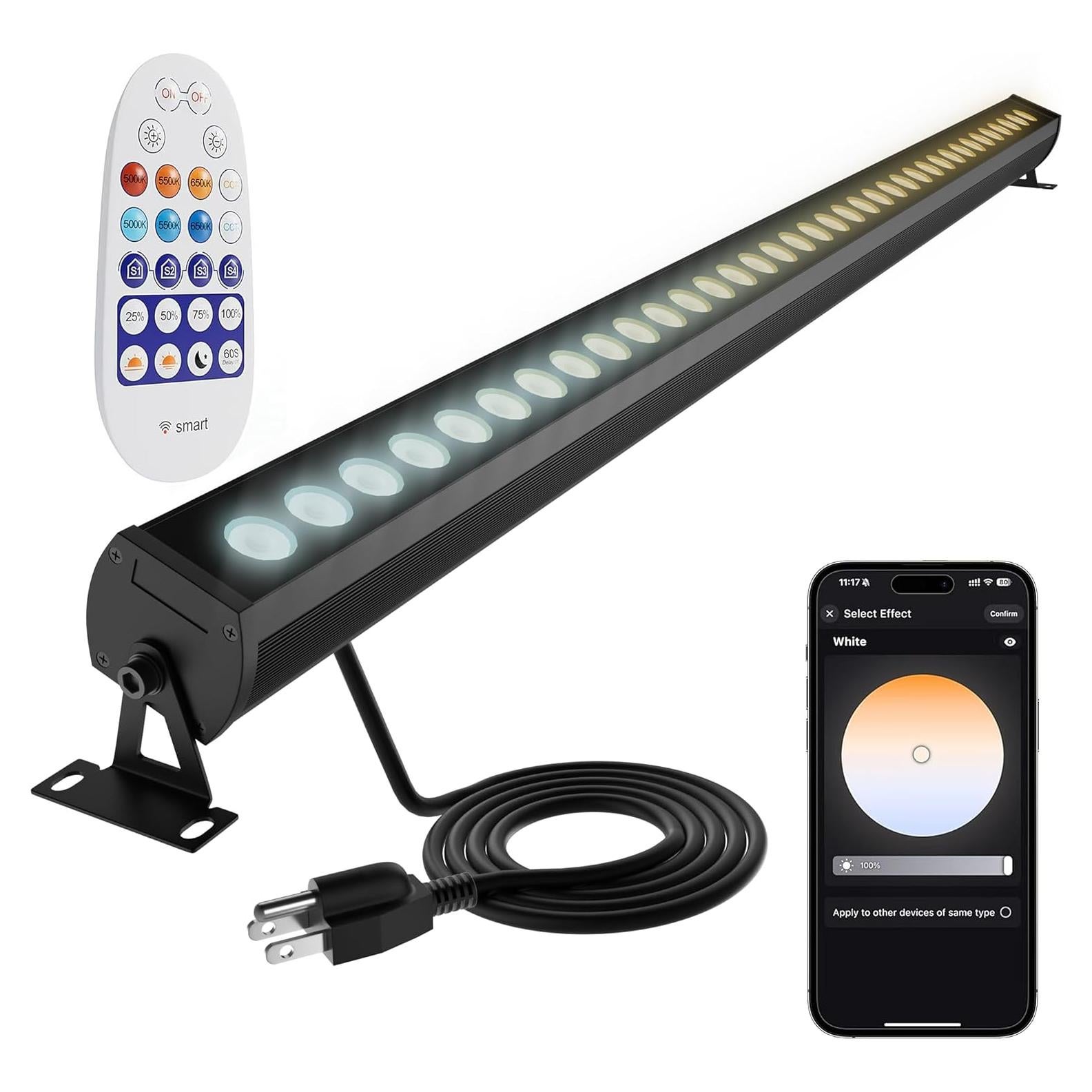 Luz de Lavado de Pared Inteligente Jabbatek W72CW 6CCT IP65