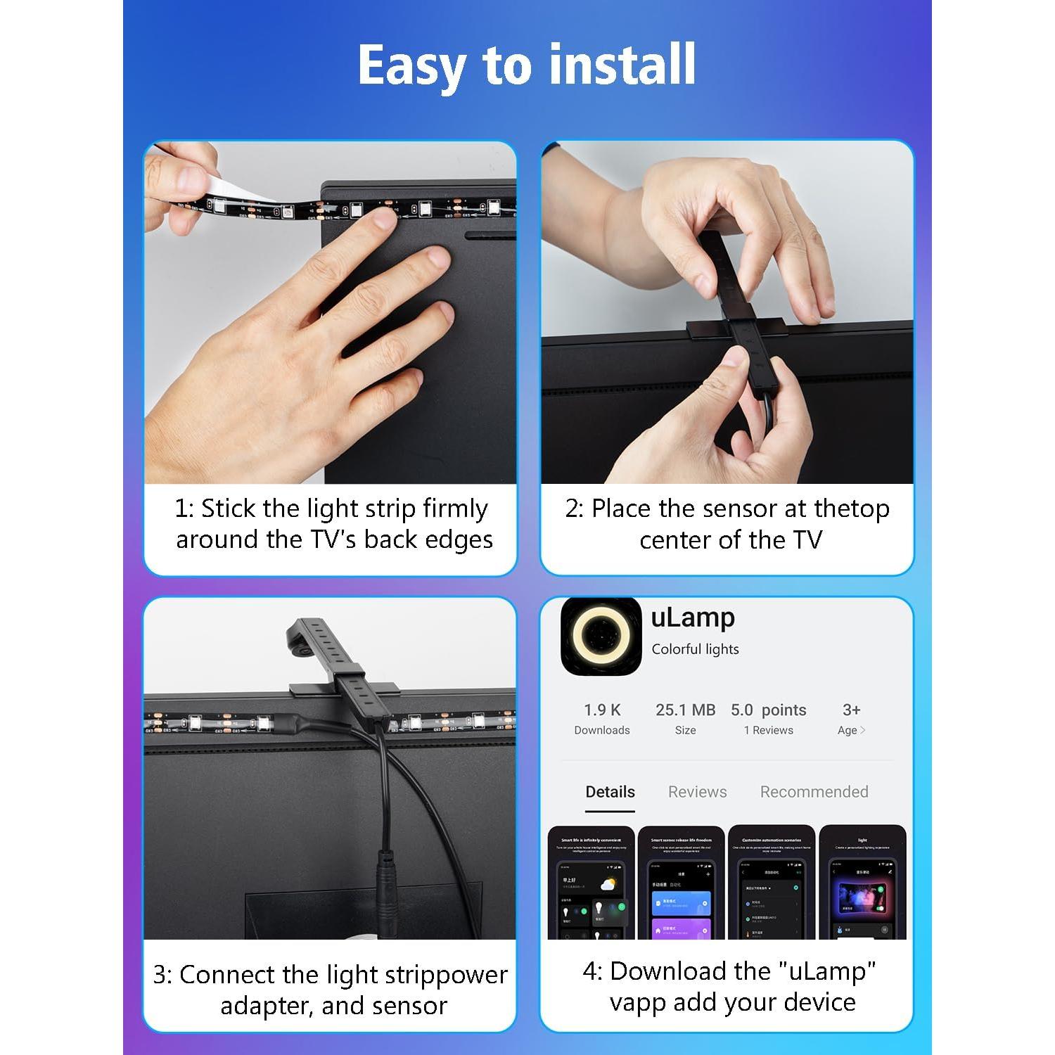 Iluminación LED de fondo Echosari para TV 55-65" RGB