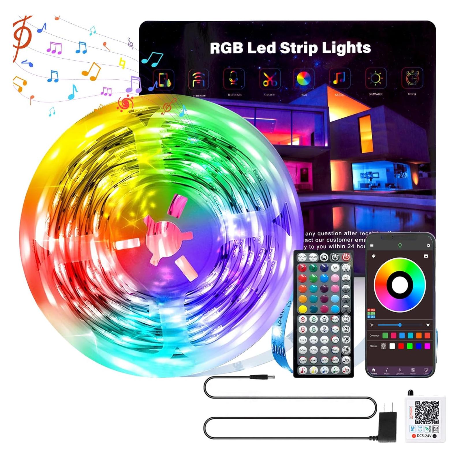 Tira LED RGB 50FT GANZQH con Control Remoto y APP