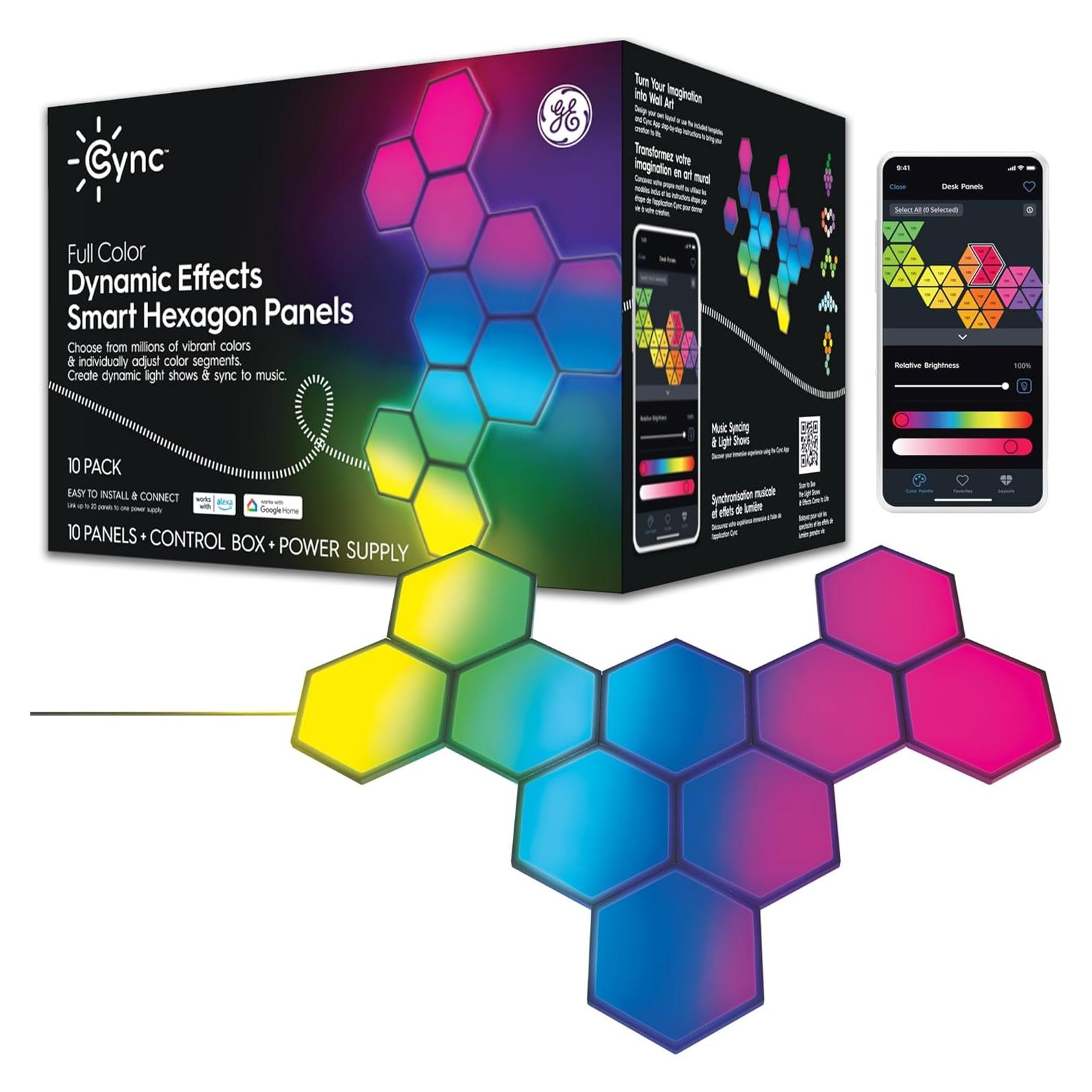 Paneles de Luz LED Hexagonales Cync 10 Piezas Control App