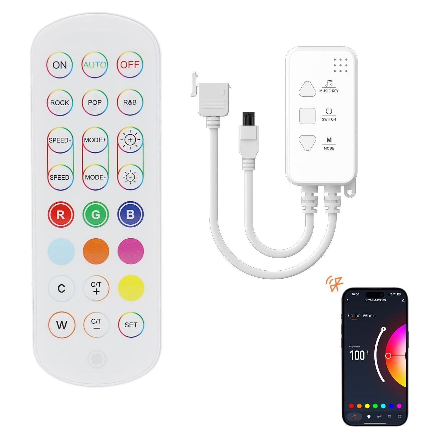 Controlador LED RGB MIWISE con APP y control remoto IR