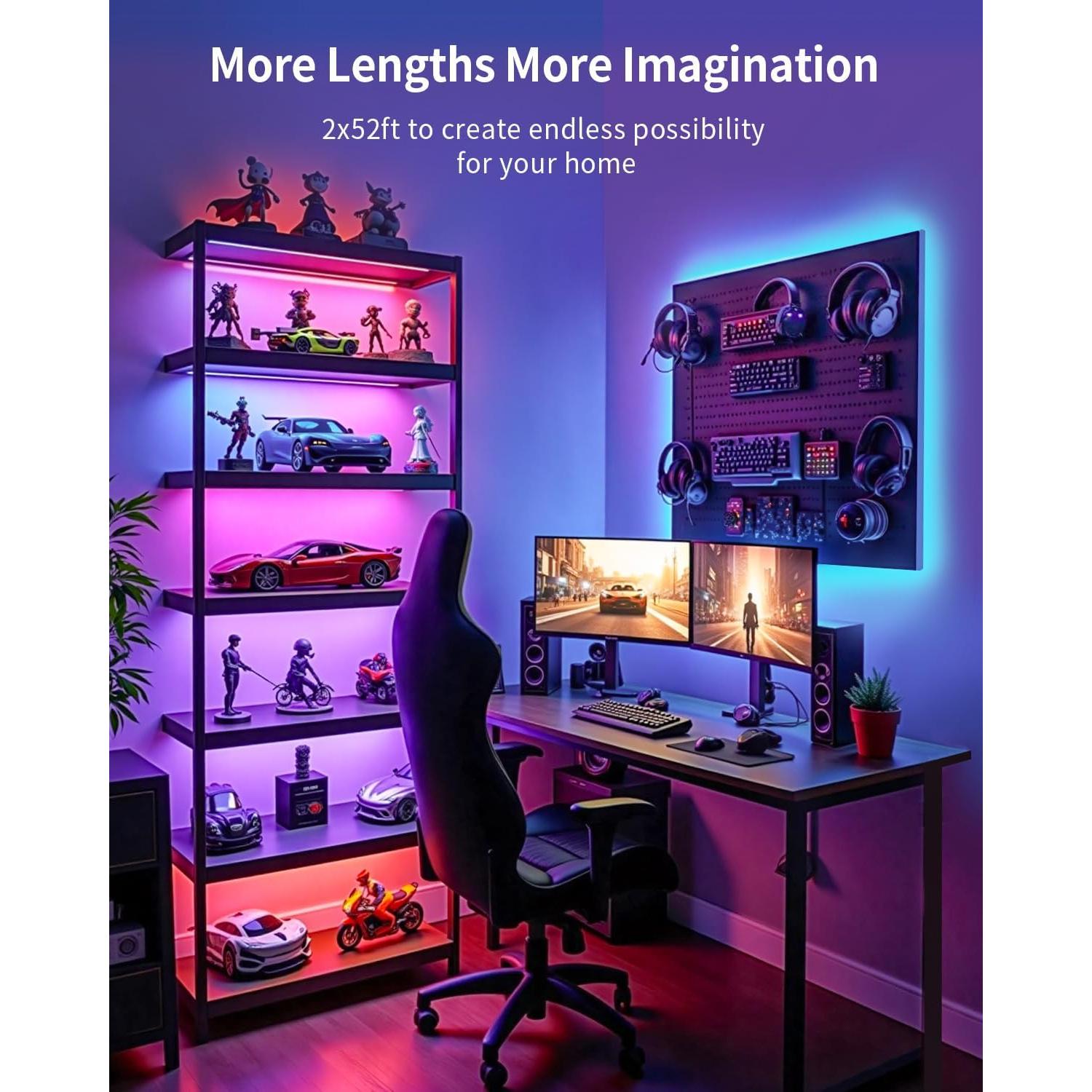 Tira LED RGB+IC 2m SUNLINKCO, Luz Inteligente Bluetooth