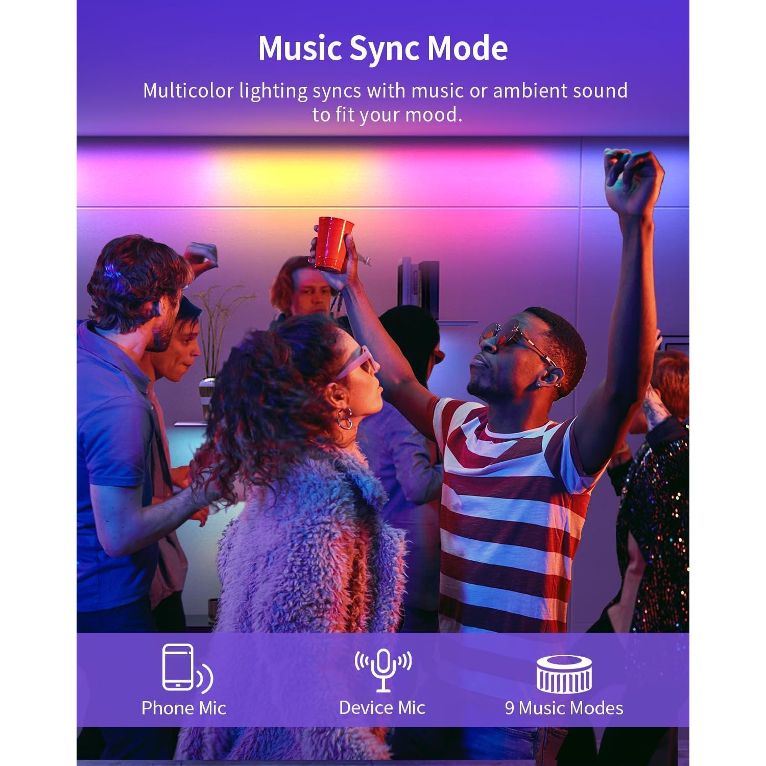 Tira LED RGB+IC 2m SUNLINKCO, Luz Inteligente Bluetooth