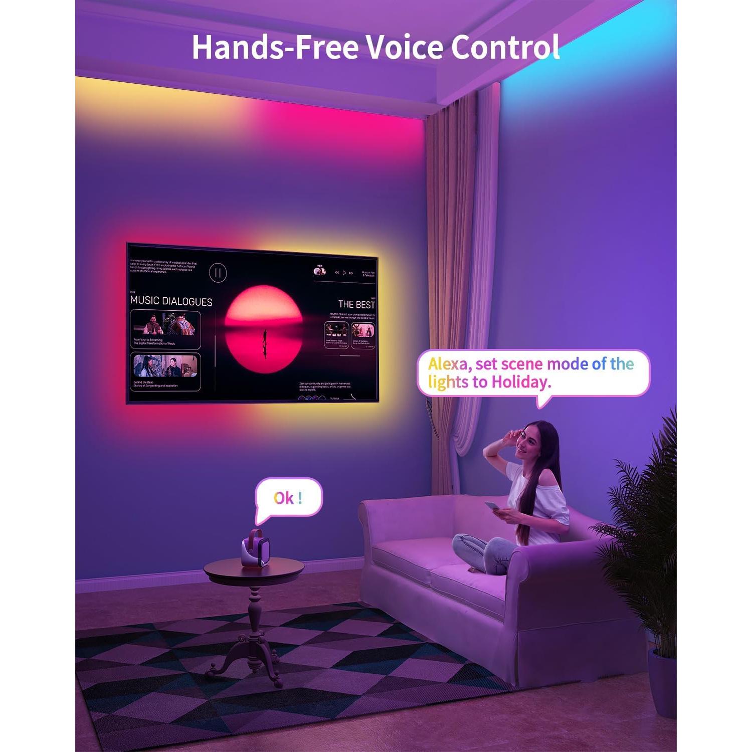 Tira LED RGB+IC 2m SUNLINKCO, Luz Inteligente Bluetooth