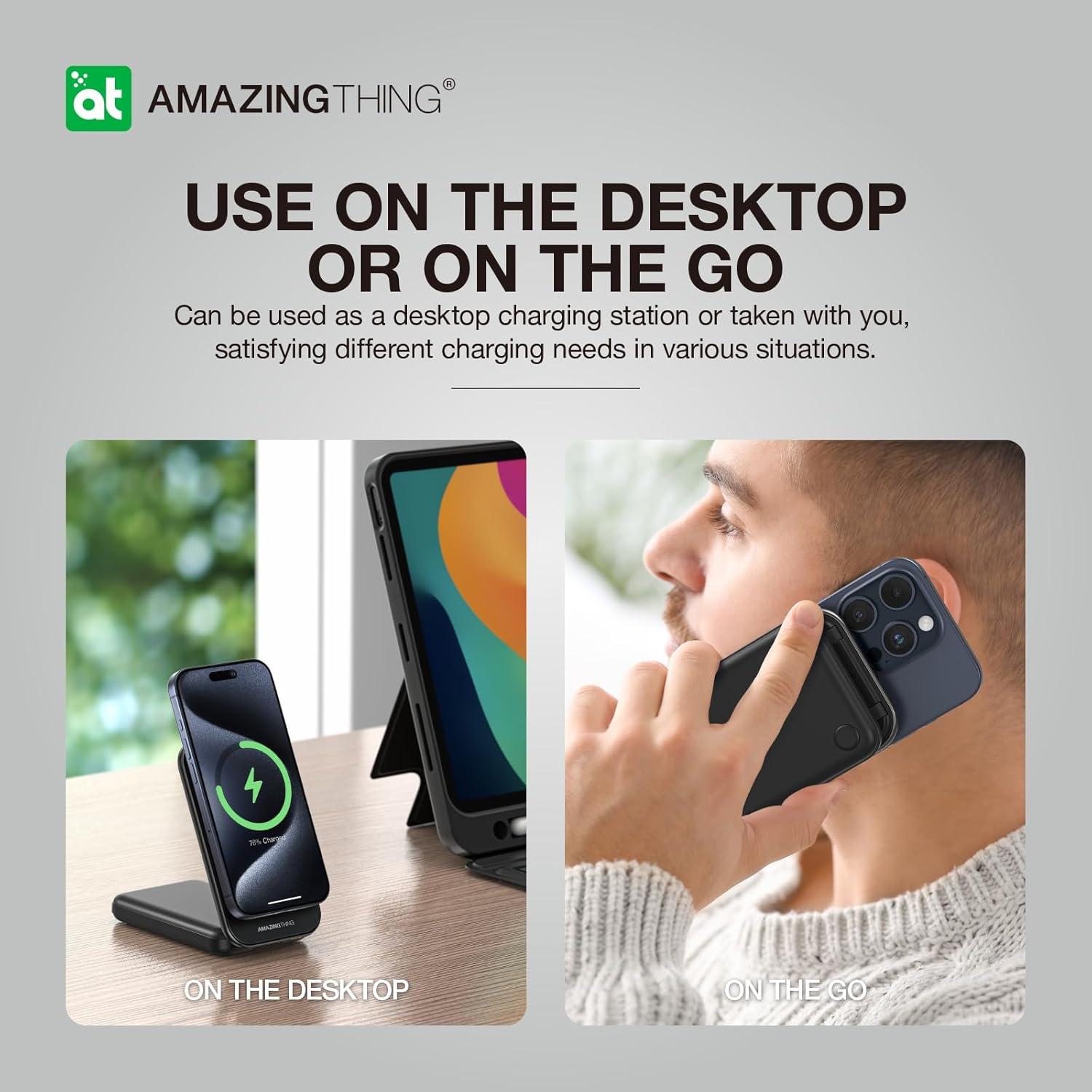 Banco de Poder Magnético Plegable 8000mAh con Cables USB-C - Itian