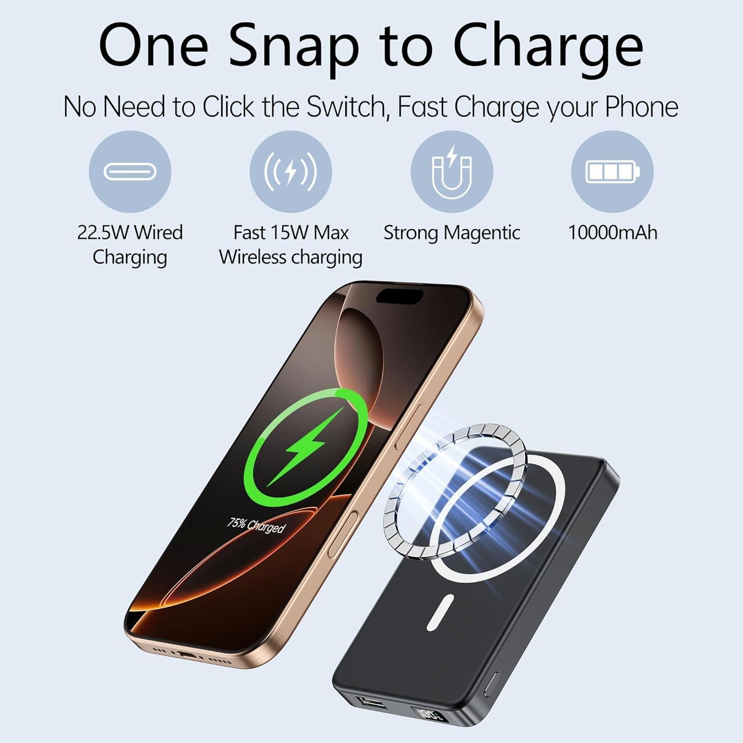 Batería Portátil Magnética YUJE 10000mAh Carga Rápida 20W