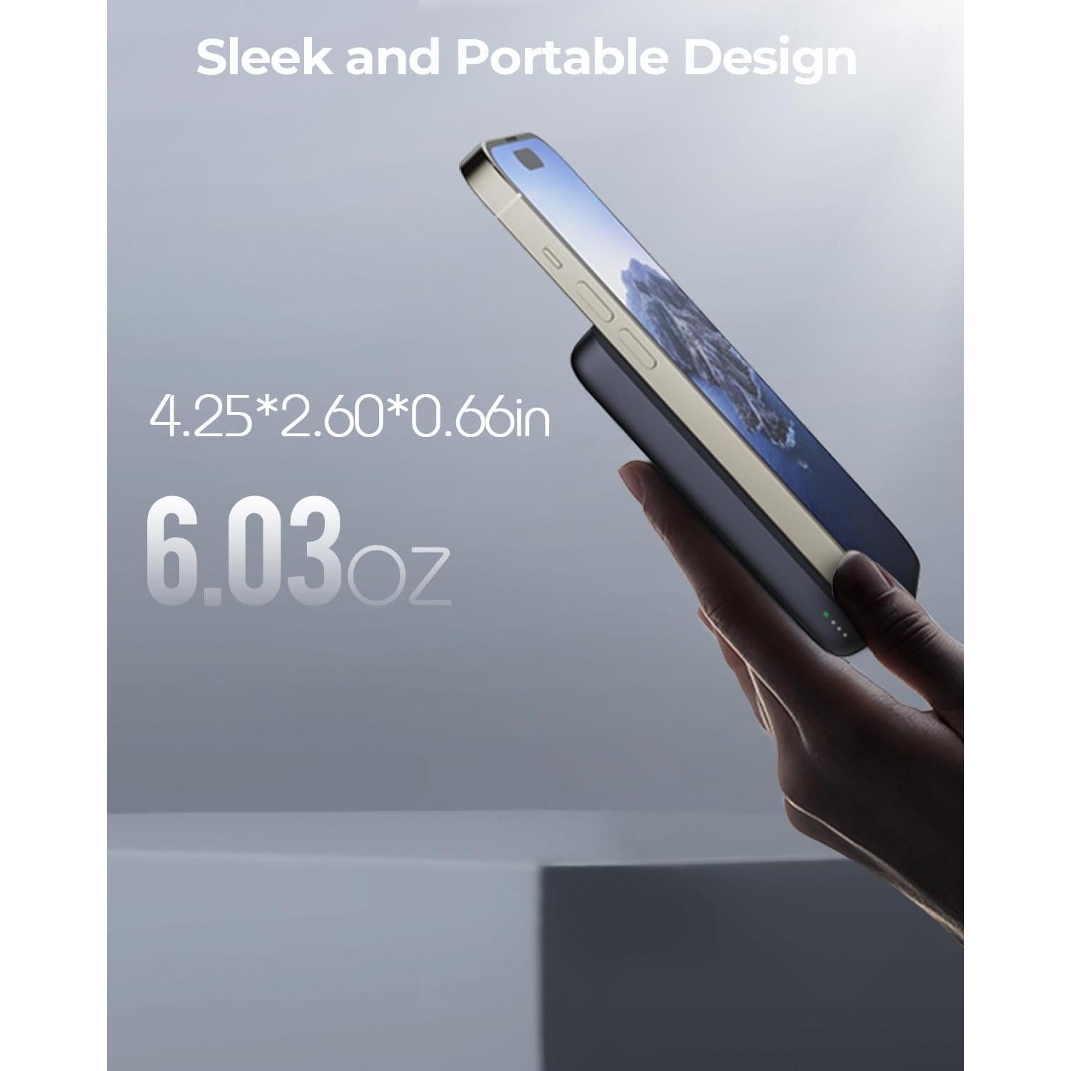 Banco de Poder Magnético AMEGAT 6700mAh Carga Rápida USB-C