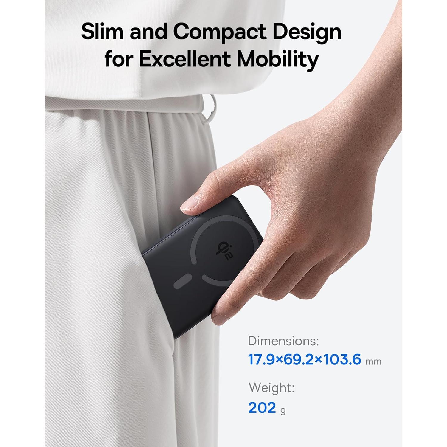 Cargador Portátil Baseus 10000mAh Qi2 15W Inalámbrico Negro