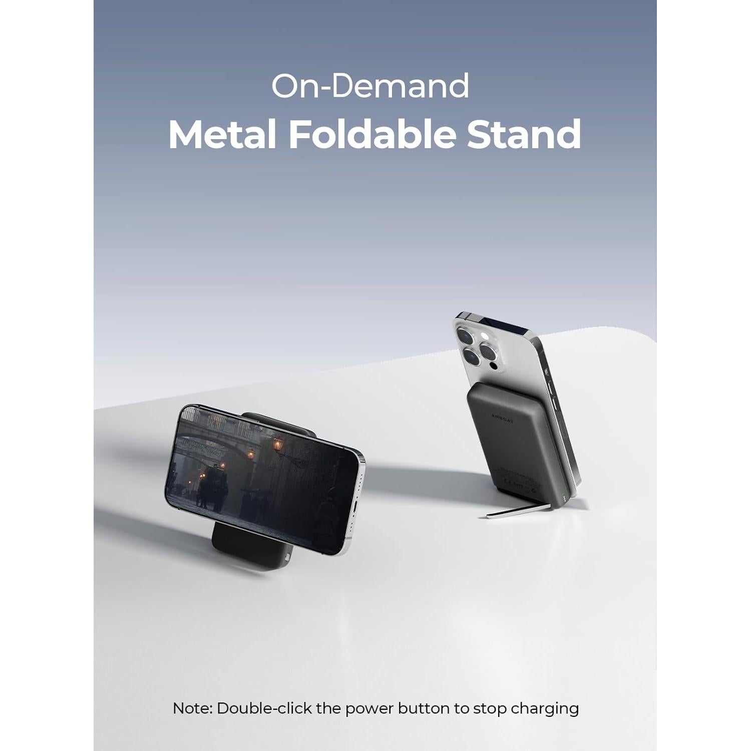 Banco de Poder Magnético AMEGAT 10000mAh Carga Rápida Inalámbrica