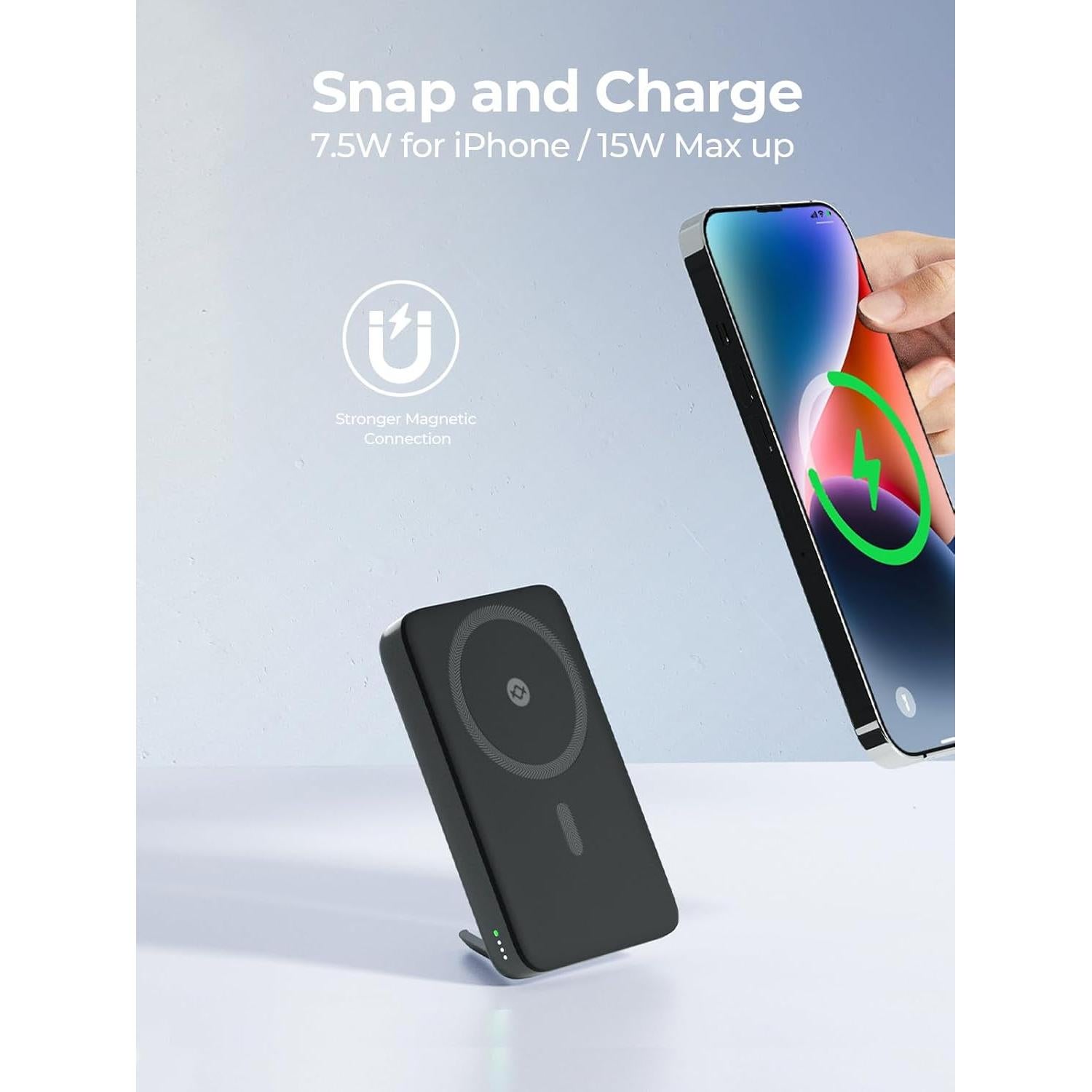 Banco de Poder Magnético AMEGAT 10000mAh Carga Rápida Inalámbrica