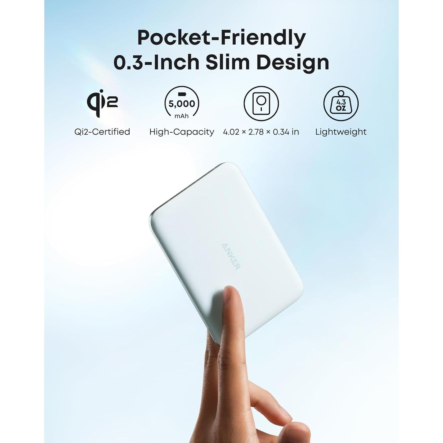 Banco de Poder Anker Nano 5000mAh Magnético Carga Rápida 15W