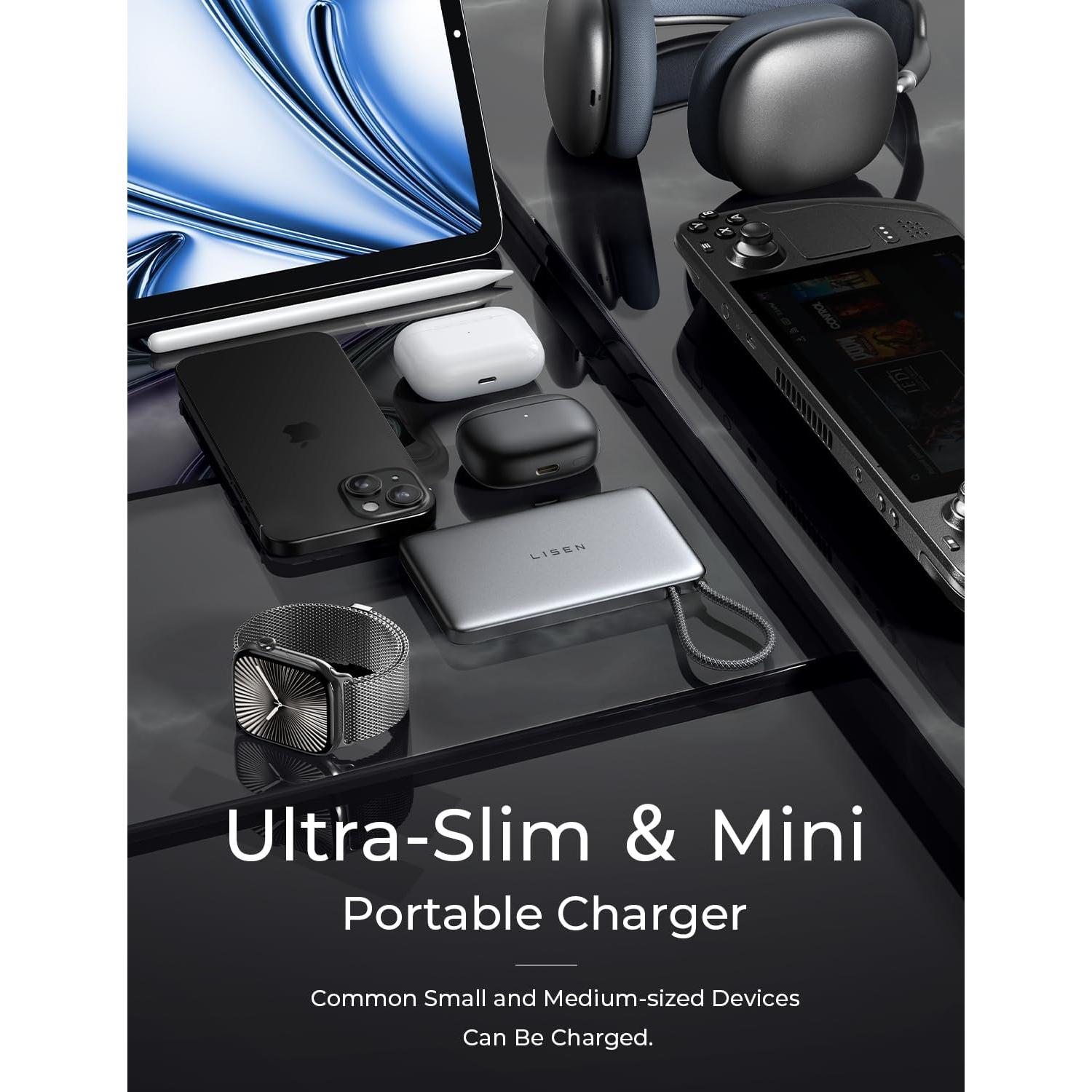 Batería Portátil MagSafe LISEN 10000mAh Ultra Slim Gris