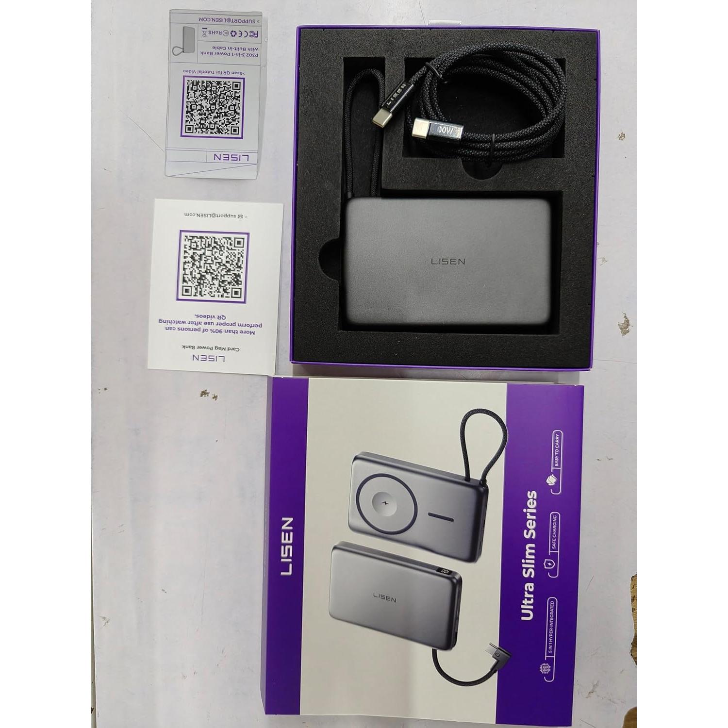 Batería Portátil MagSafe LISEN 10000mAh Ultra Slim Gris