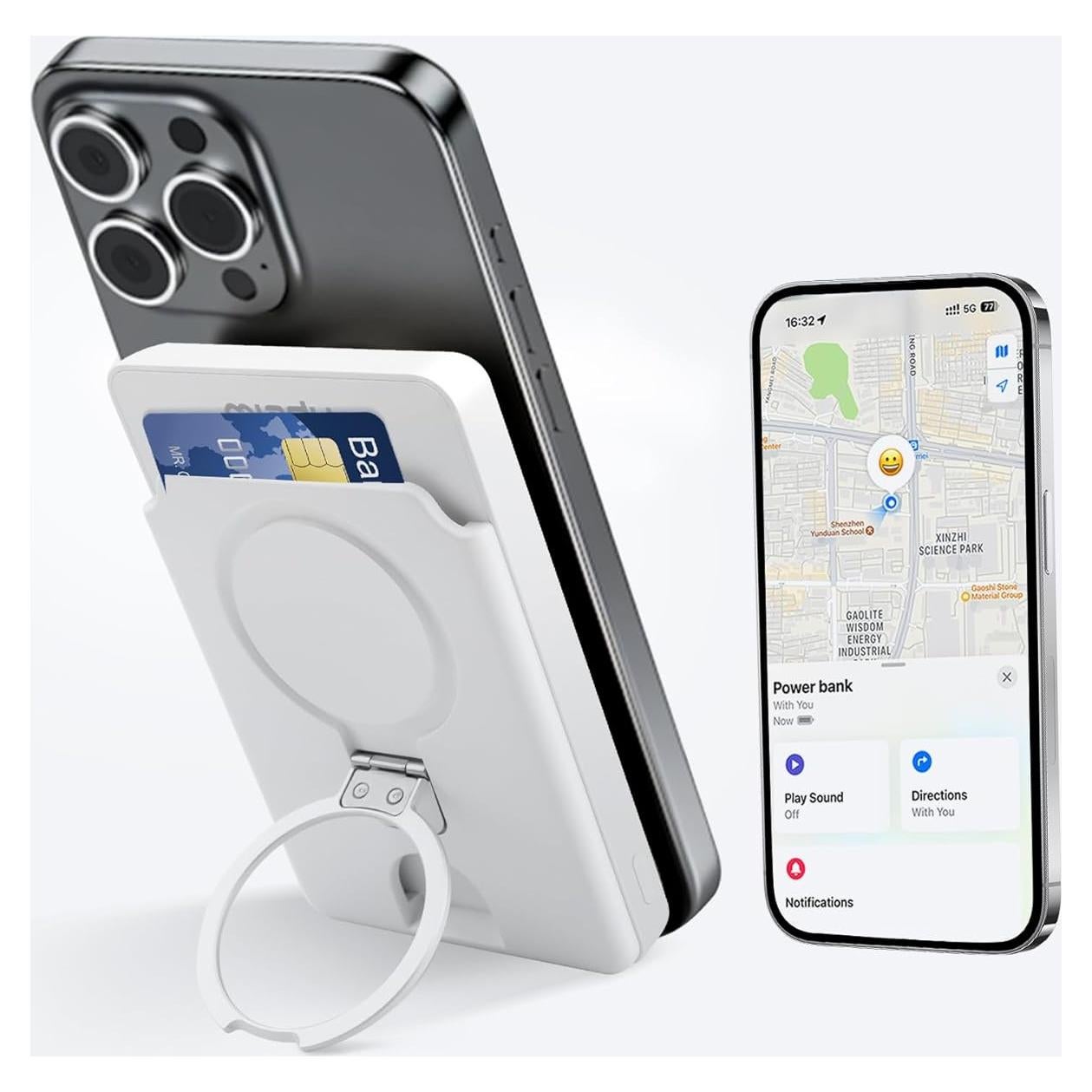 Batería Portátil Magnética Miady 5000mAh con Soporte y Rastreo