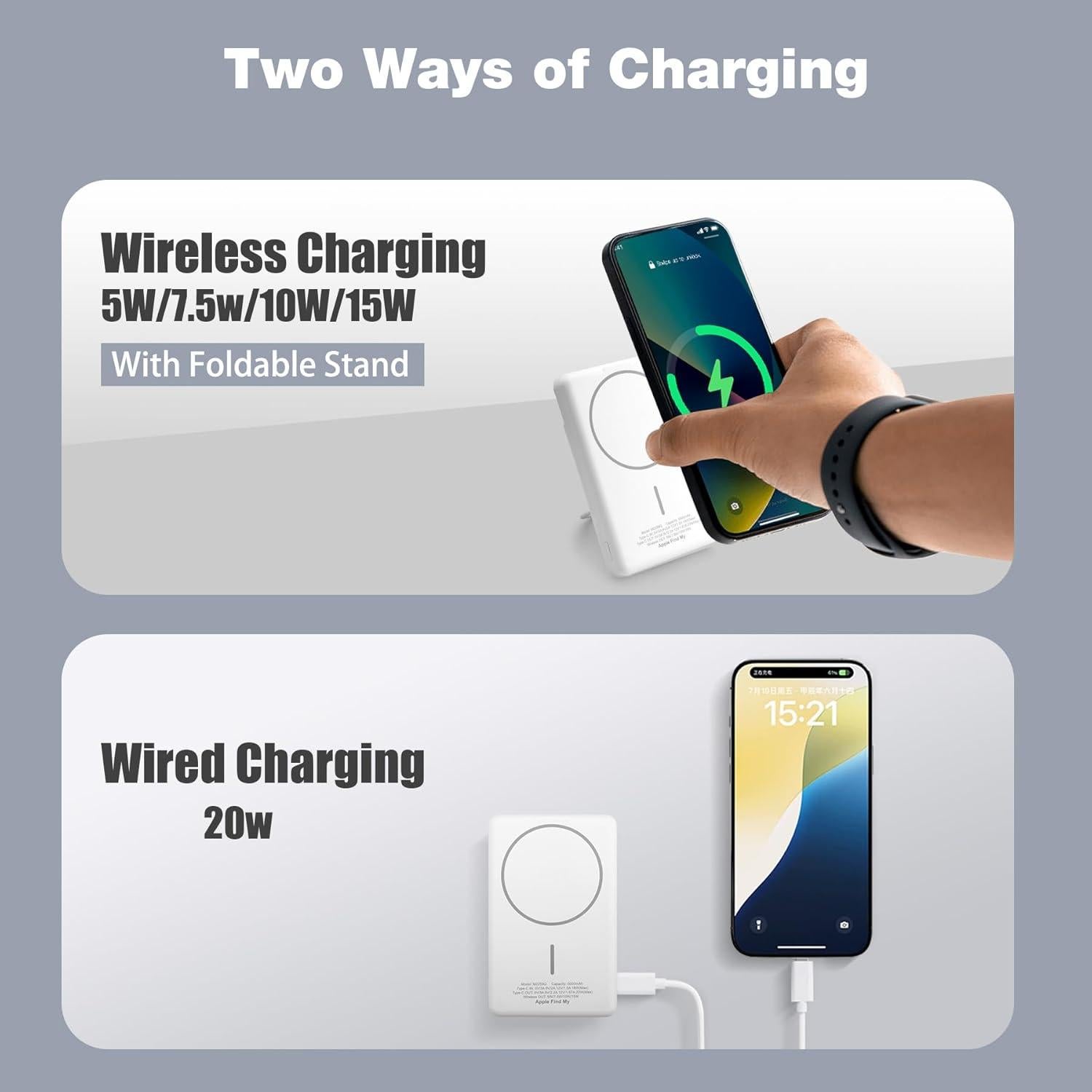 Batería Portátil Magnética Miady 5000mAh con Soporte y Rastreo