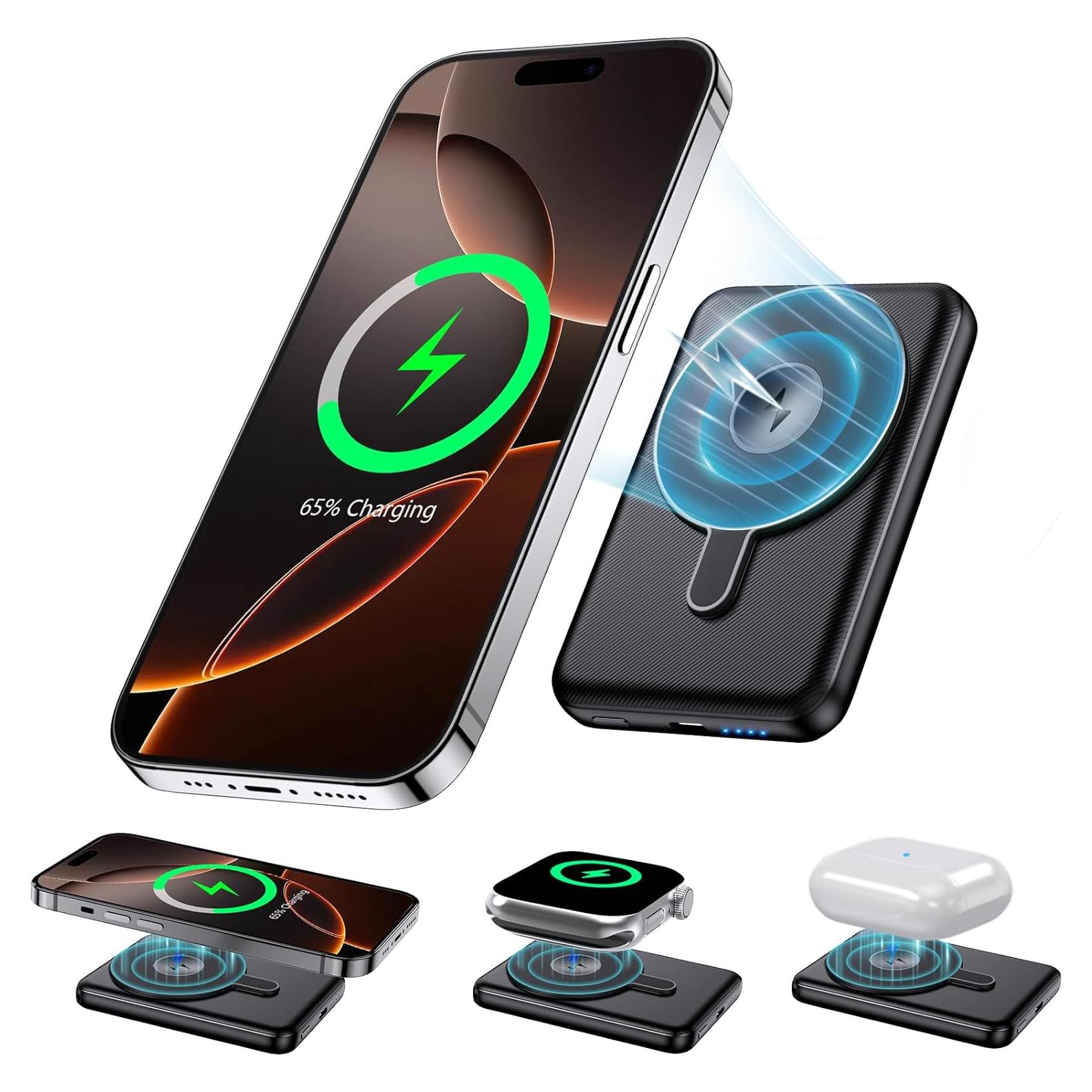 Cargador Portátil Inalámbrico Kurdene 5000mAh 3 en 1