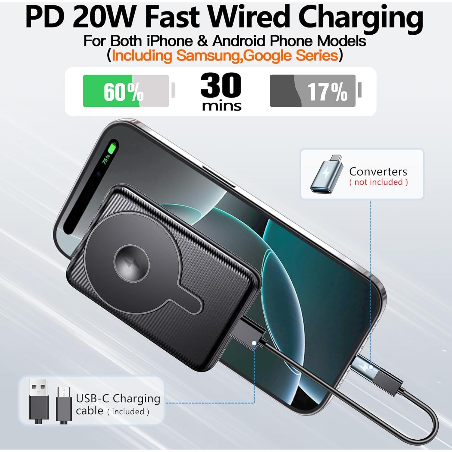 Cargador Portátil Inalámbrico Kurdene 5000mAh 3 en 1