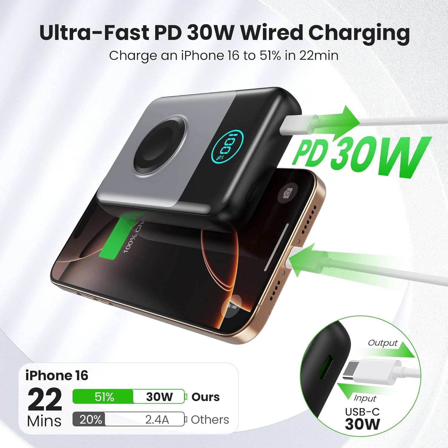 Cargador Portátil Magnético Feob 10800mAh Qi2 15W USB-C