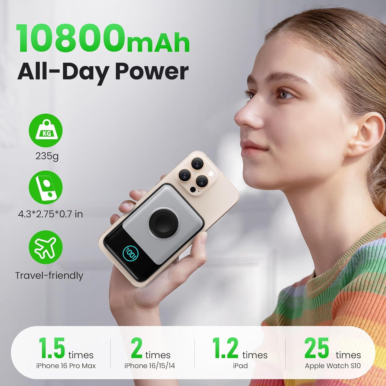 Cargador Portátil Magnético Feob 10800mAh Qi2 15W USB-C