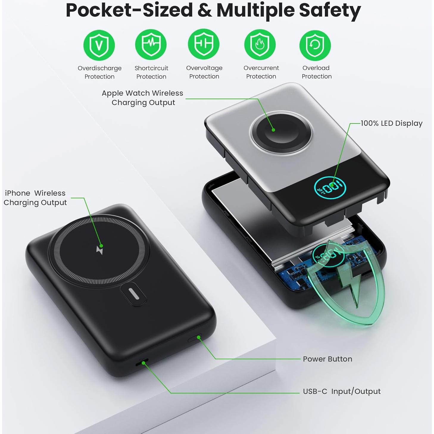 Cargador Portátil Magnético Feob 10800mAh Qi2 15W USB-C