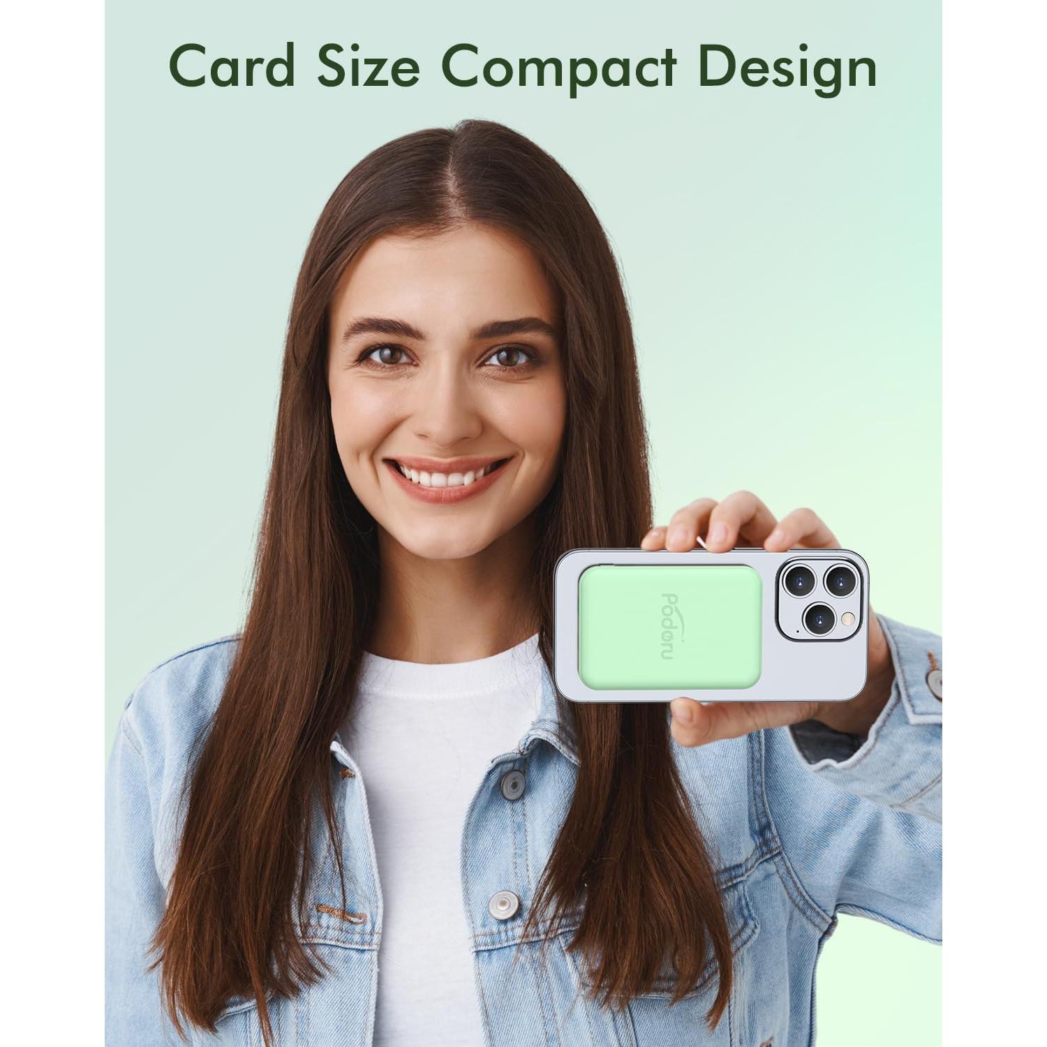 Power Bank Magnético 5000mAh Podoru para iPhone Verde