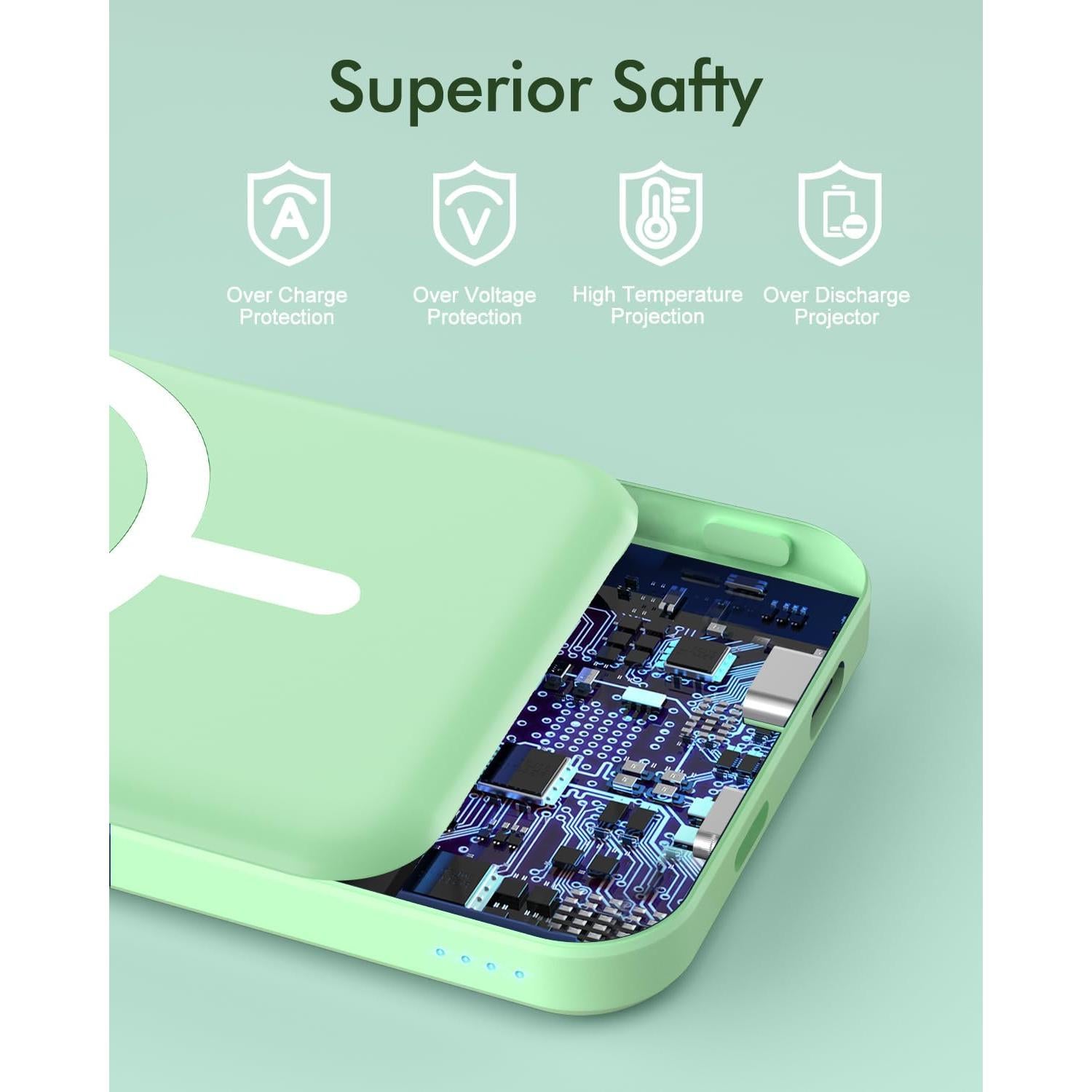 Power Bank Magnético 5000mAh Podoru para iPhone Verde