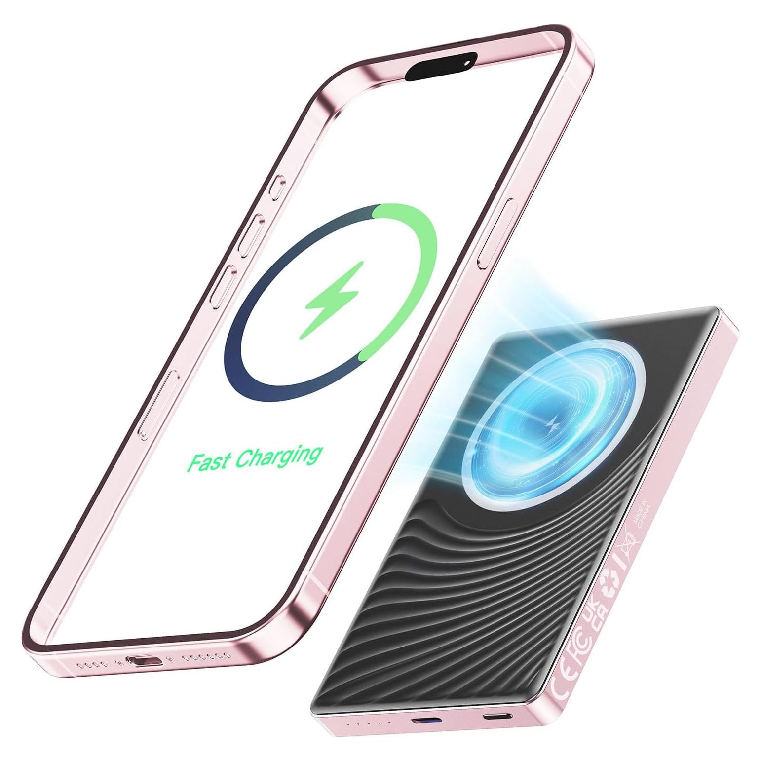 Power Bank Inalámbrico MagSafe 10000mAh Rosa Claro 20W