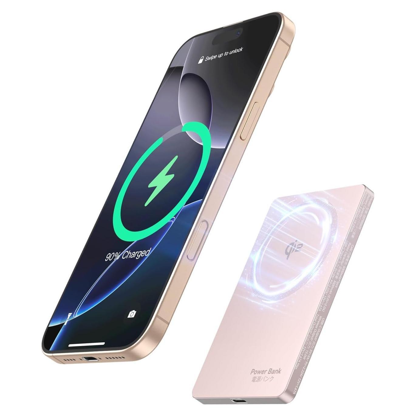 Power Bank Magnético 5000mAh Carga Inalámbrica 15W Rosa