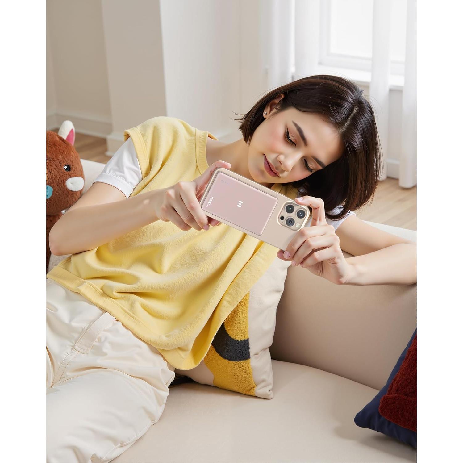 Power Bank Magnético 5000mAh Carga Inalámbrica 15W Rosa