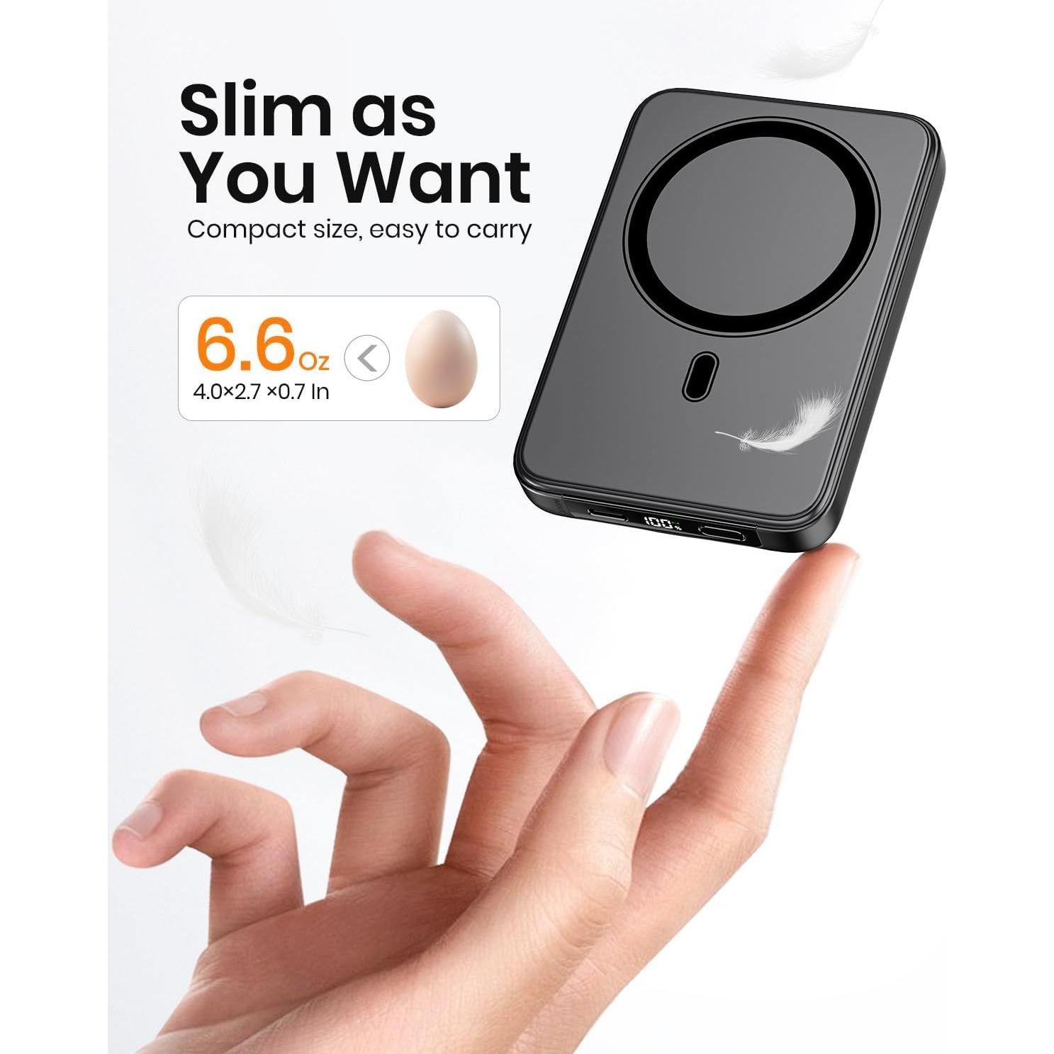 Cargador Portátil Magnético ADDTOP 10000mAh 15W USB-C Negro