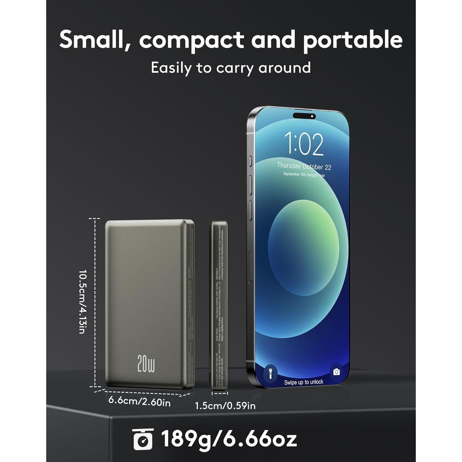 Power Bank Magsafe 10000mAh Ultra Delgado 20W para iPhone