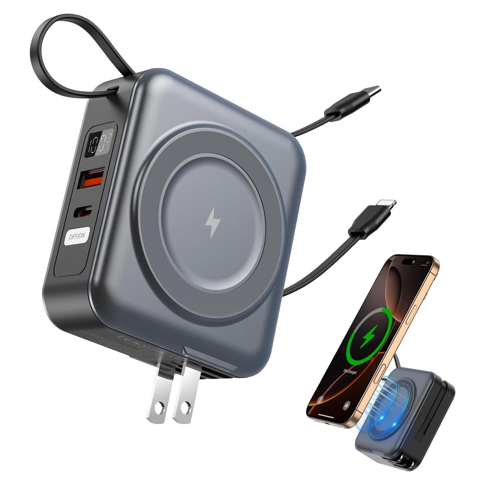 Cargador portátil Magsafe 10000mAh con enchufe AC y carga rápida