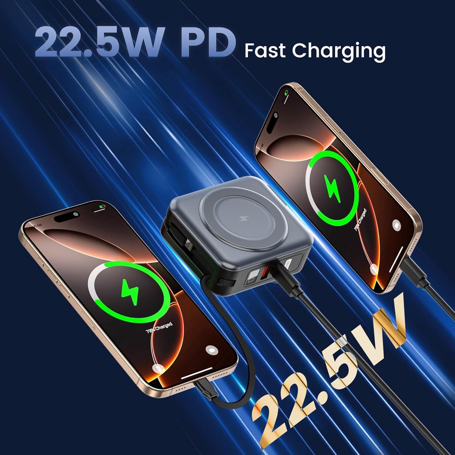 Cargador portátil Magsafe 10000mAh con enchufe AC y carga rápida