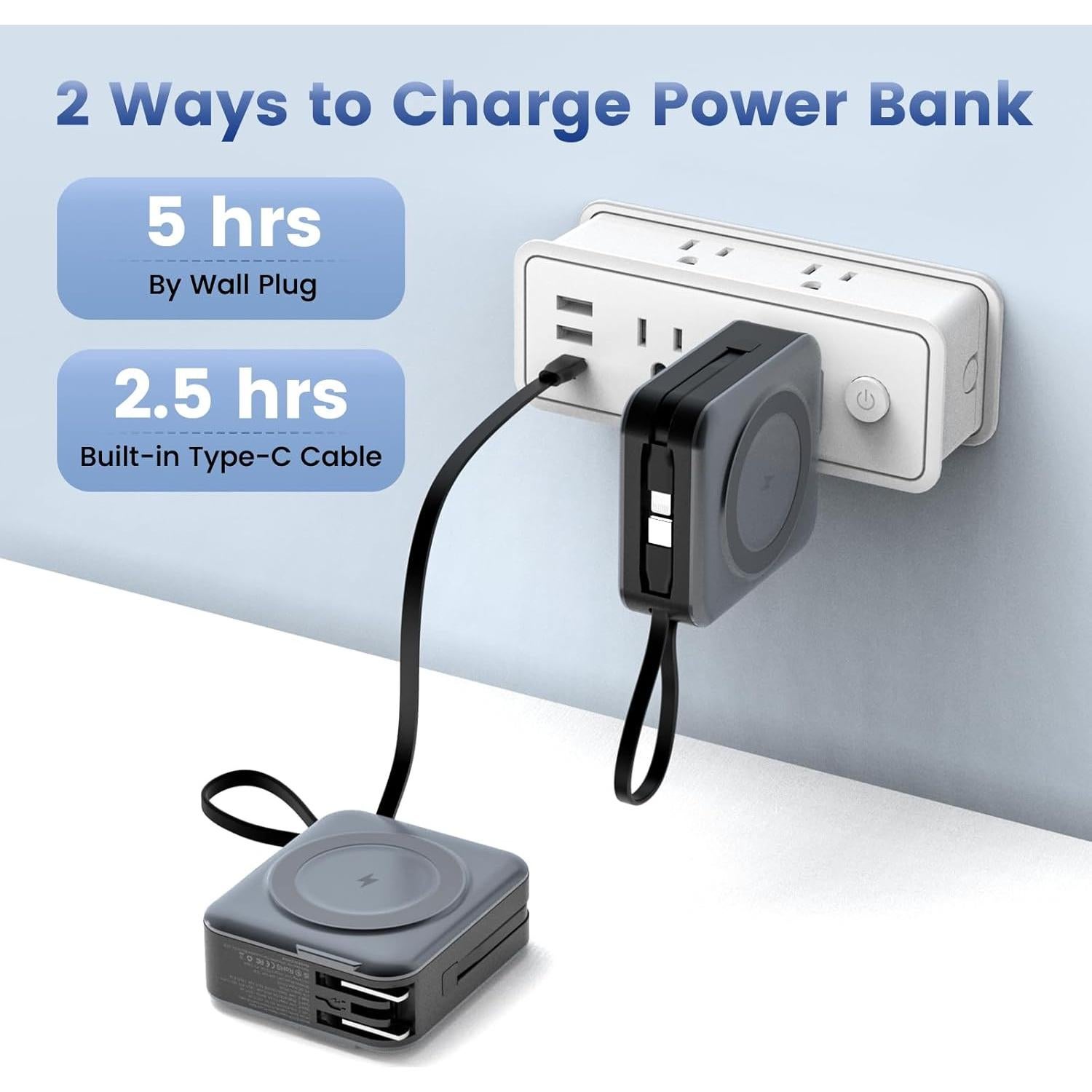 Cargador portátil Magsafe 10000mAh con enchufe AC y carga rápida