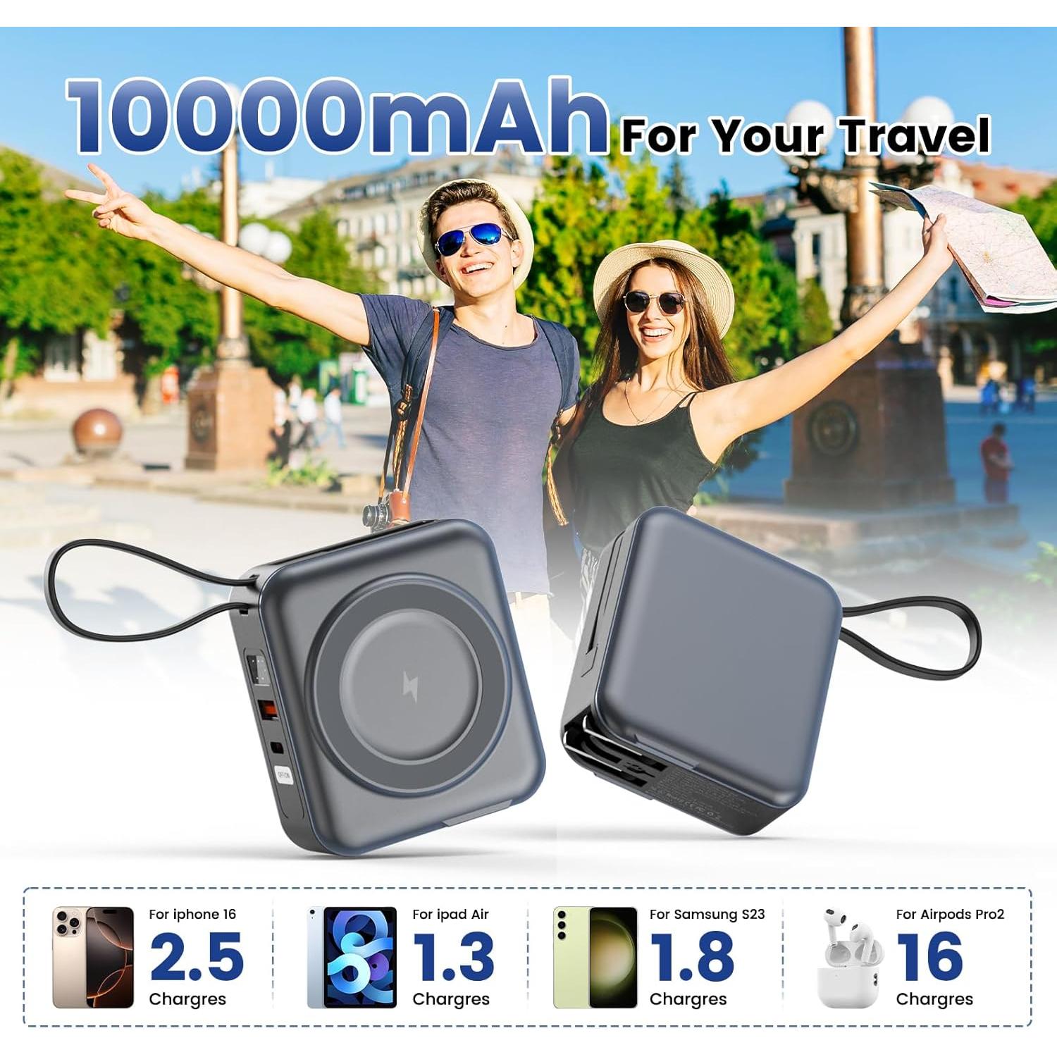 Cargador portátil Magsafe 10000mAh con enchufe AC y carga rápida