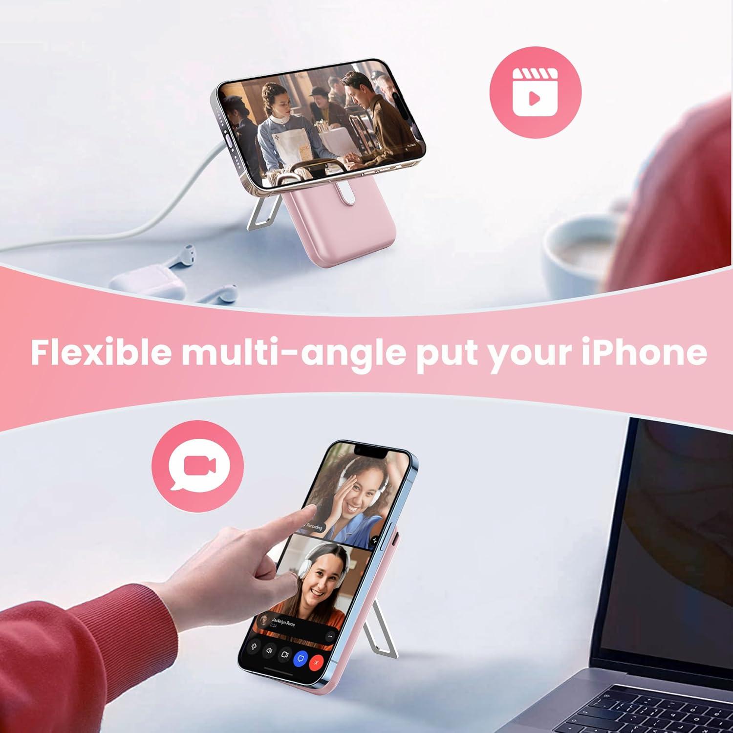 Cargador Portátil Inalámbrico Rosa 10000mAh PD 15W MagSafe