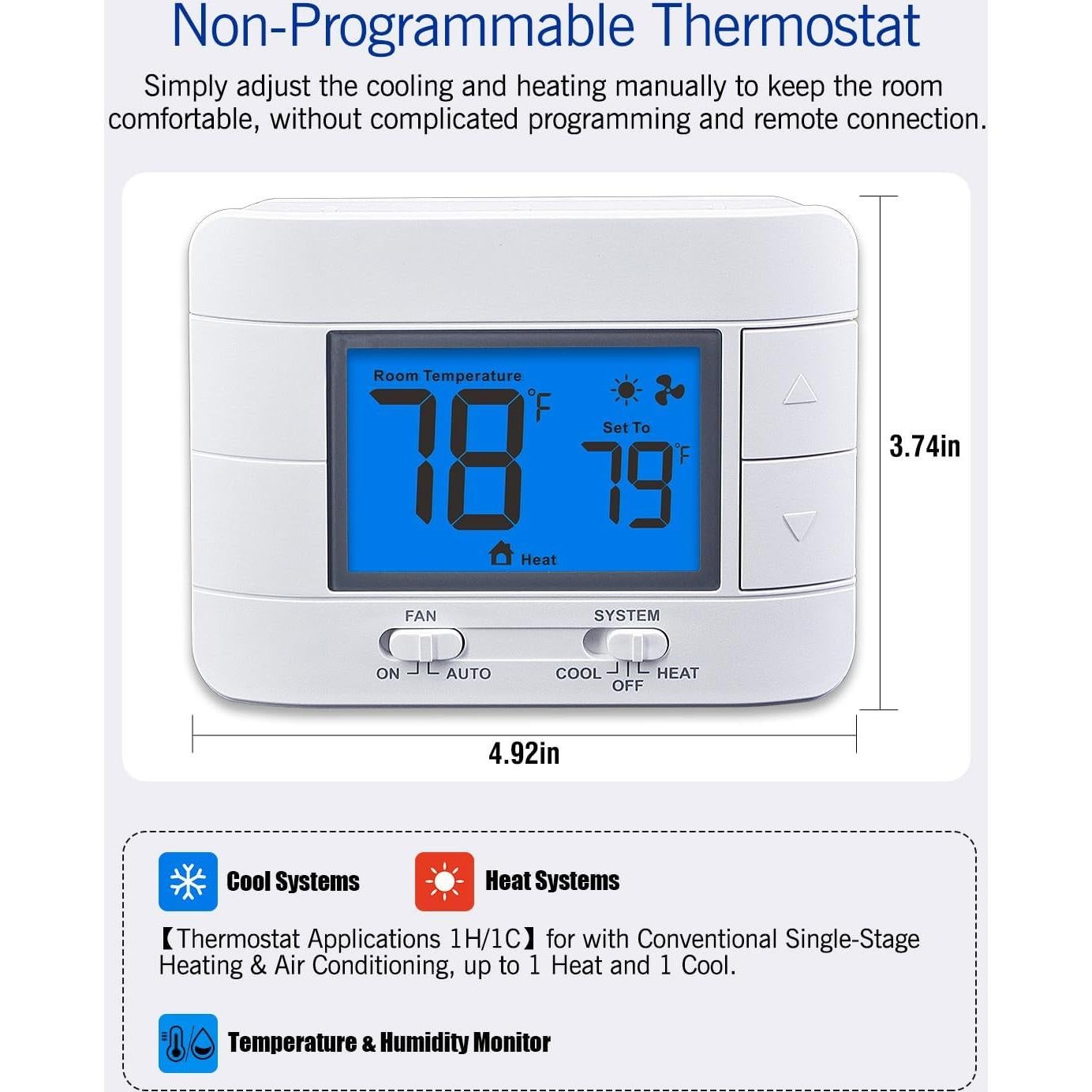 Termostato No Programable Aowel AW701 1H/1C con Pantalla LCD