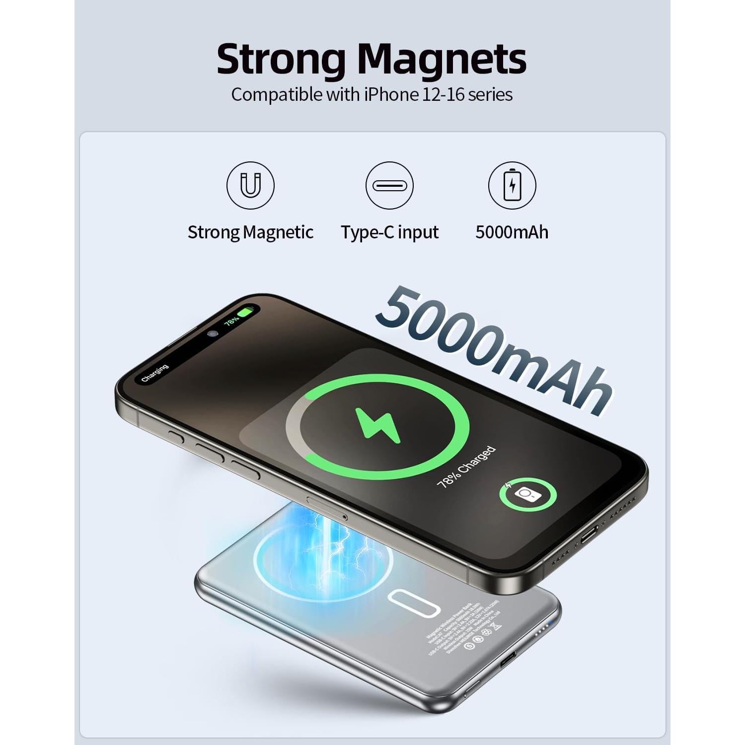 Batería Portátil Inalámbrica Magnética 5000mAh MEIYULIN para iPhone