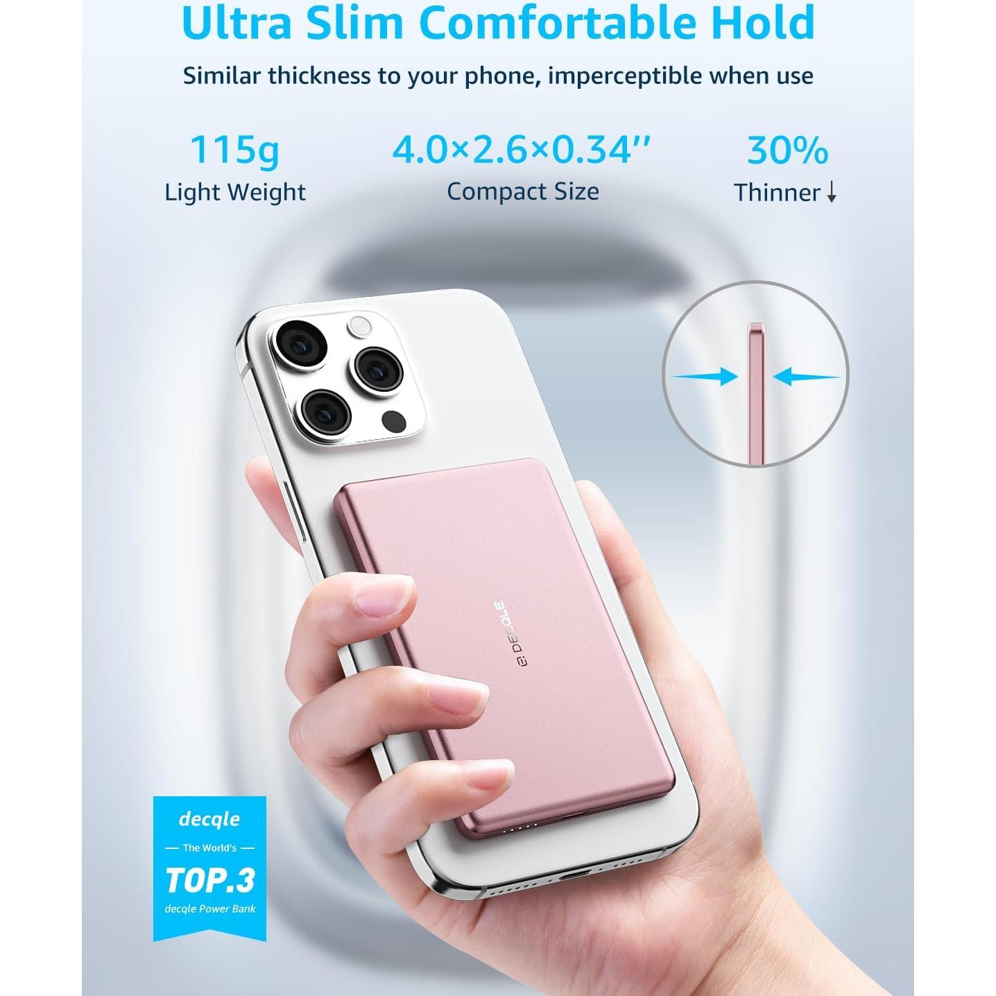 Batería portátil Air MagSafe 5000mAh Rosa, carga inalámbrica