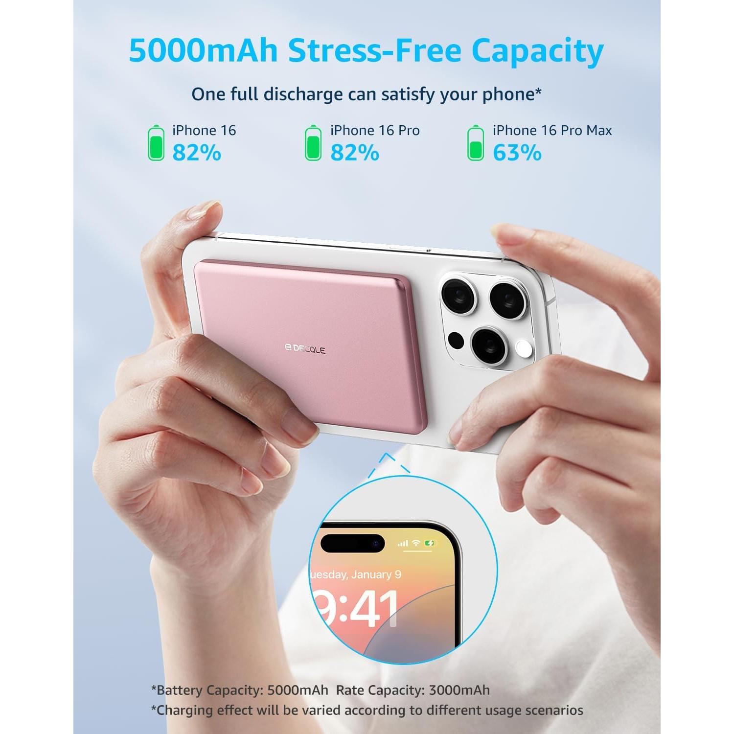 Batería portátil Air MagSafe 5000mAh Rosa, carga inalámbrica