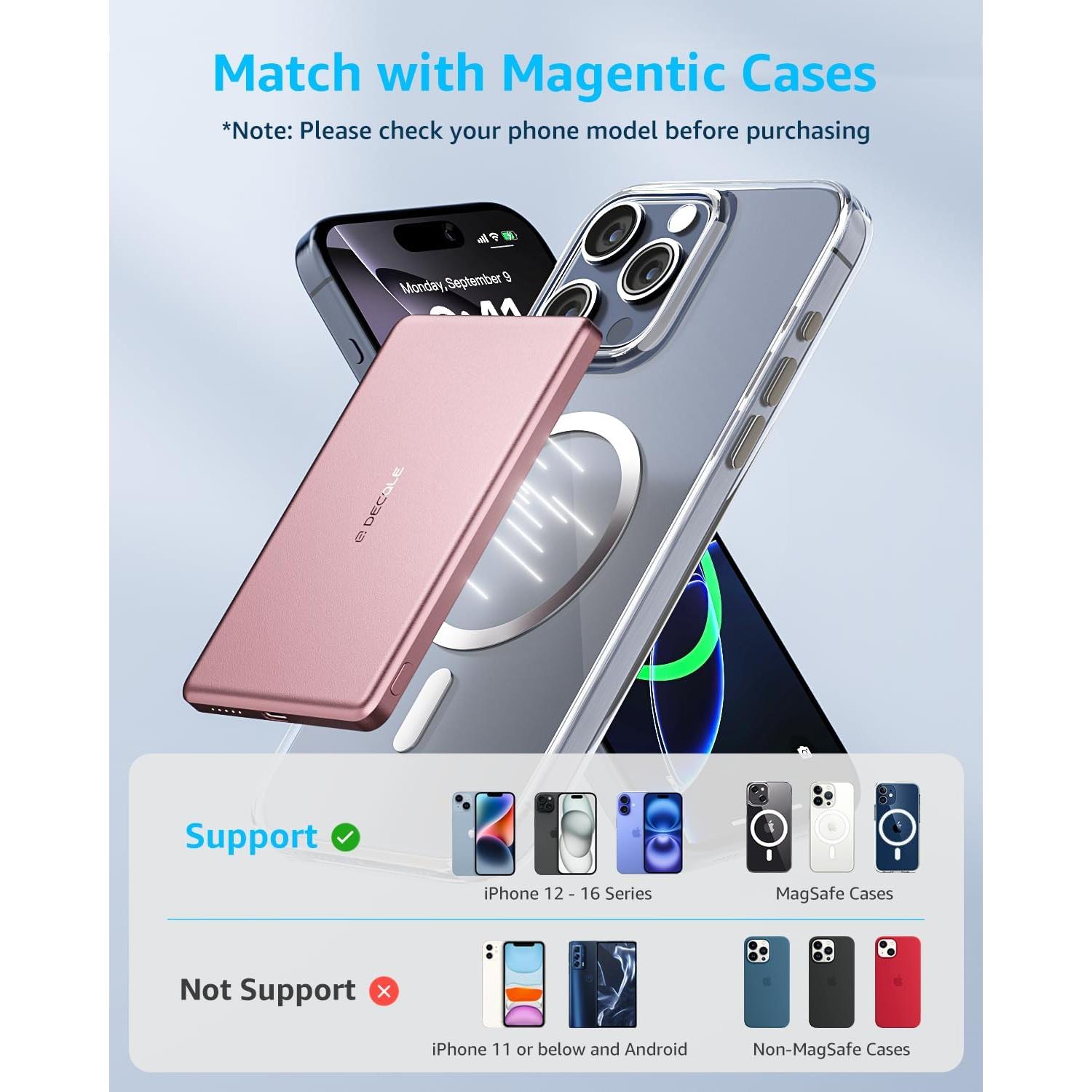 Batería portátil Air MagSafe 5000mAh Rosa, carga inalámbrica